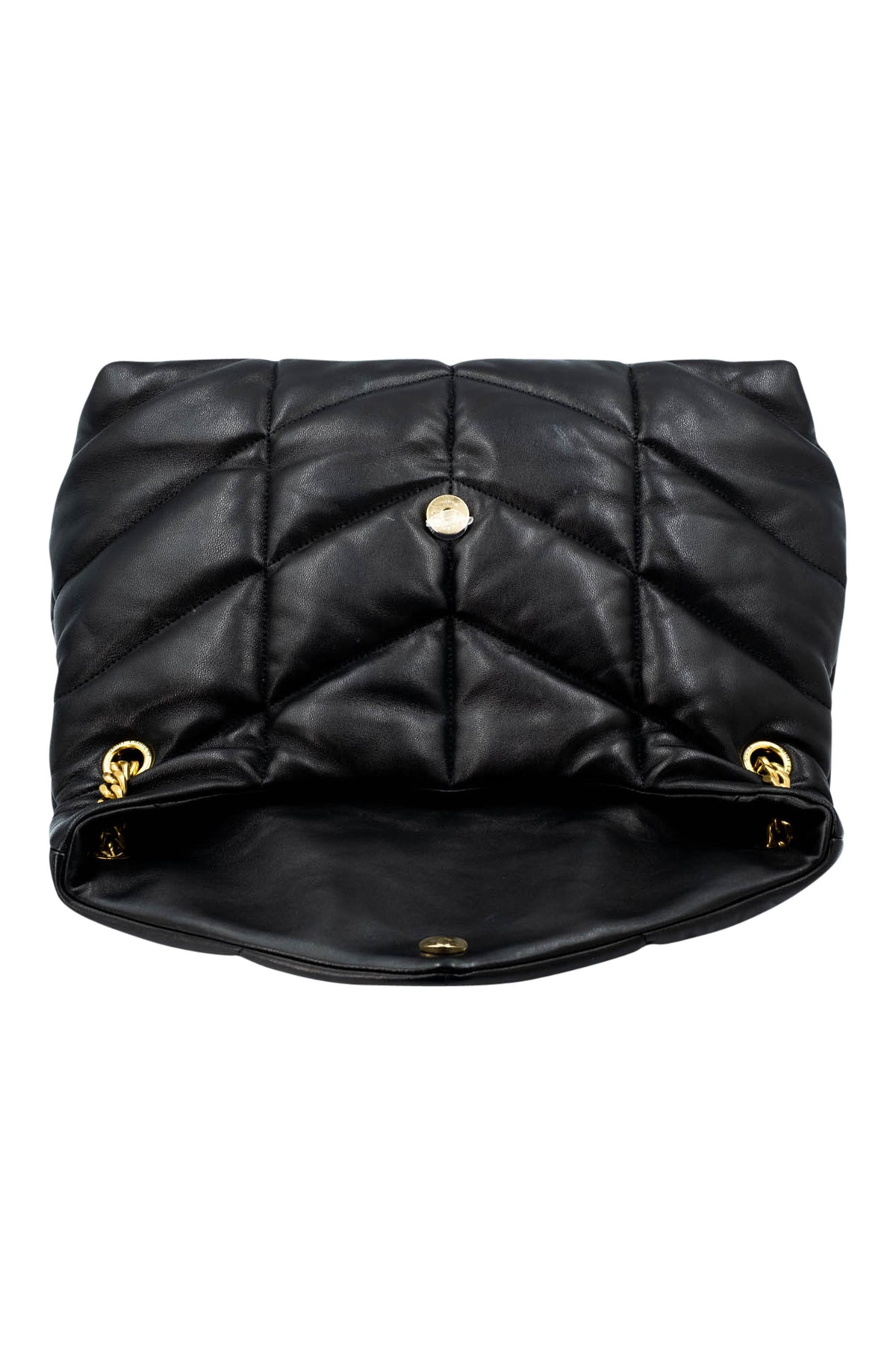 Saint Laurent Size Medium Black GHW Quilted Leather Puffer Lou Lou Purse