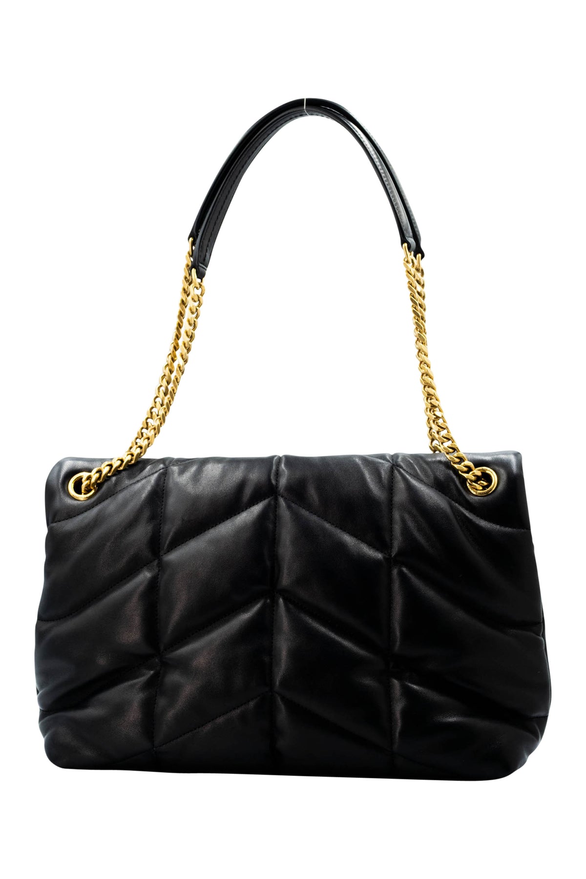 Saint Laurent Size Medium Black GHW Quilted Leather Puffer Lou Lou Purse