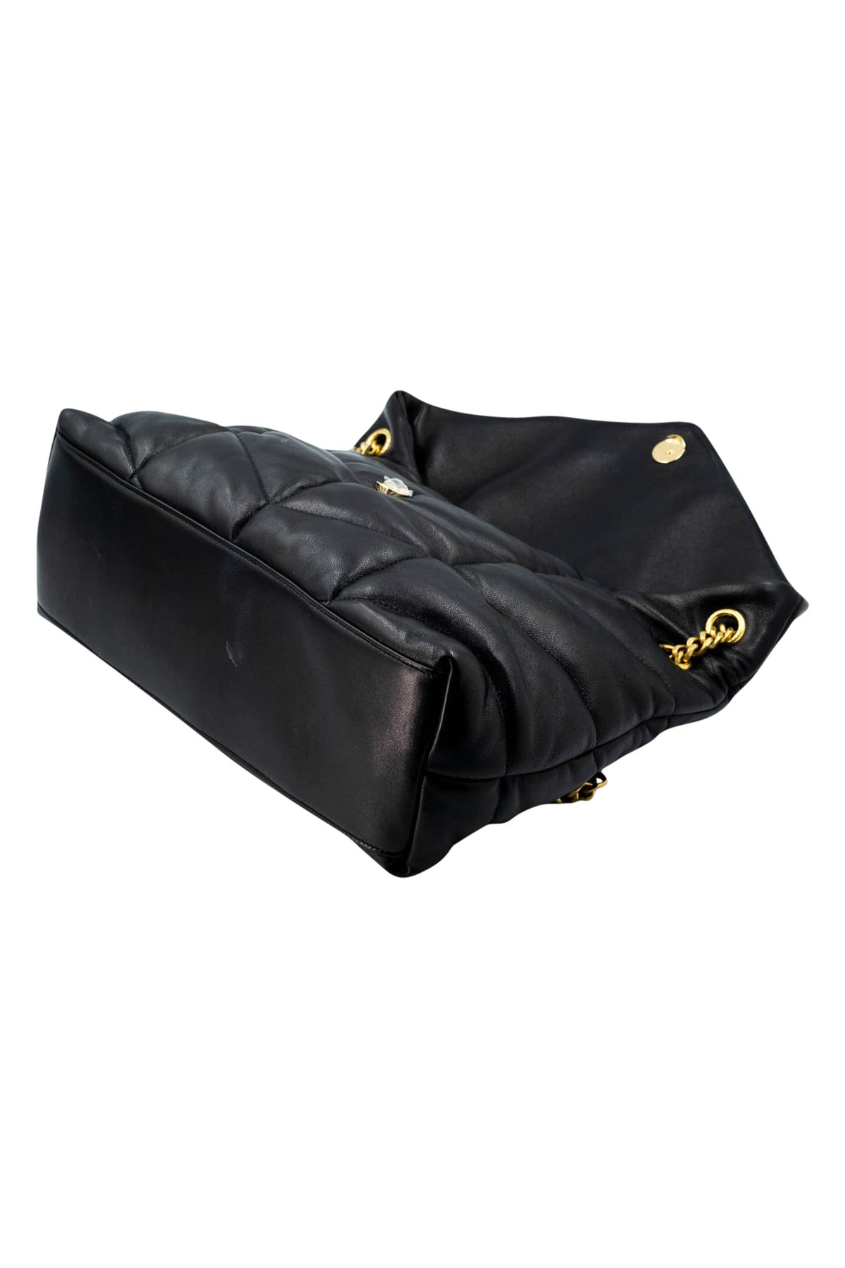 Saint Laurent Size Medium Black GHW Quilted Leather Puffer Lou Lou Purse