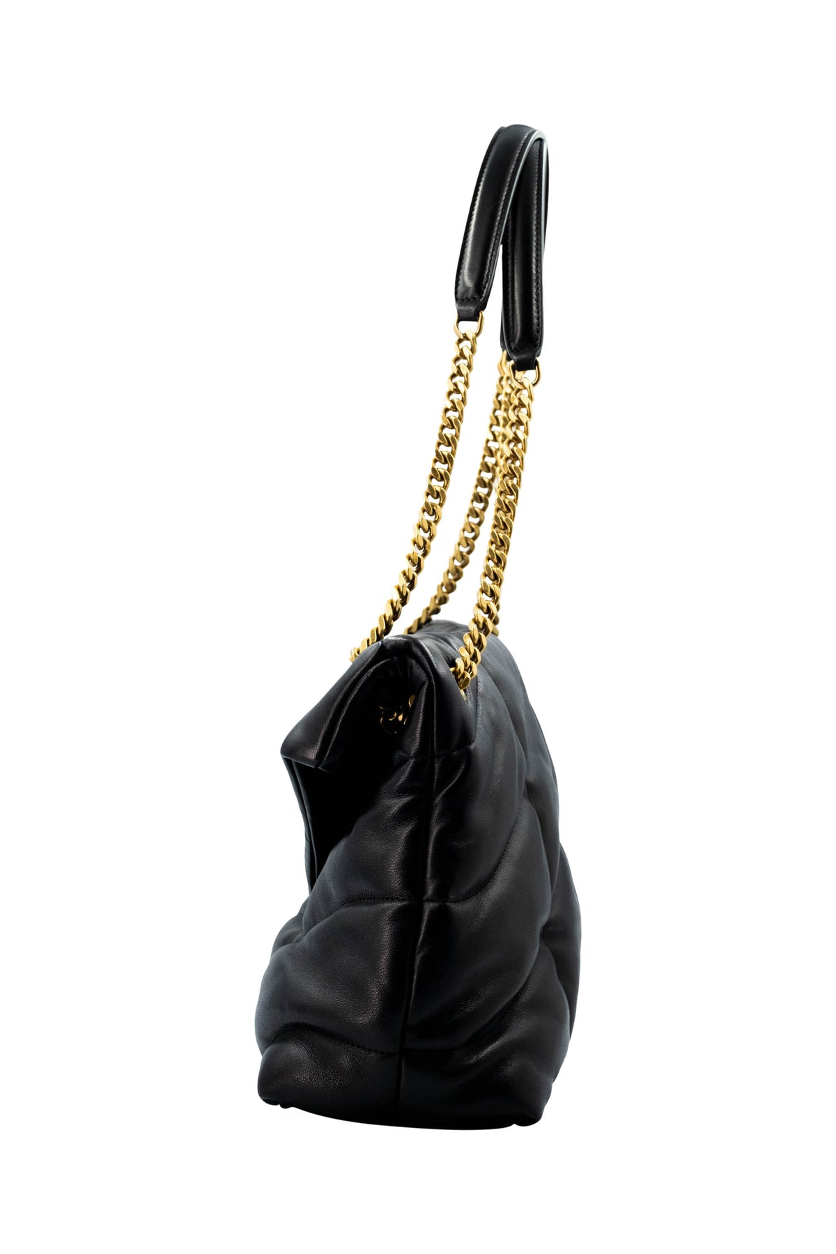 Saint Laurent Size Medium Black GHW Quilted Leather Puffer Lou Lou Purse