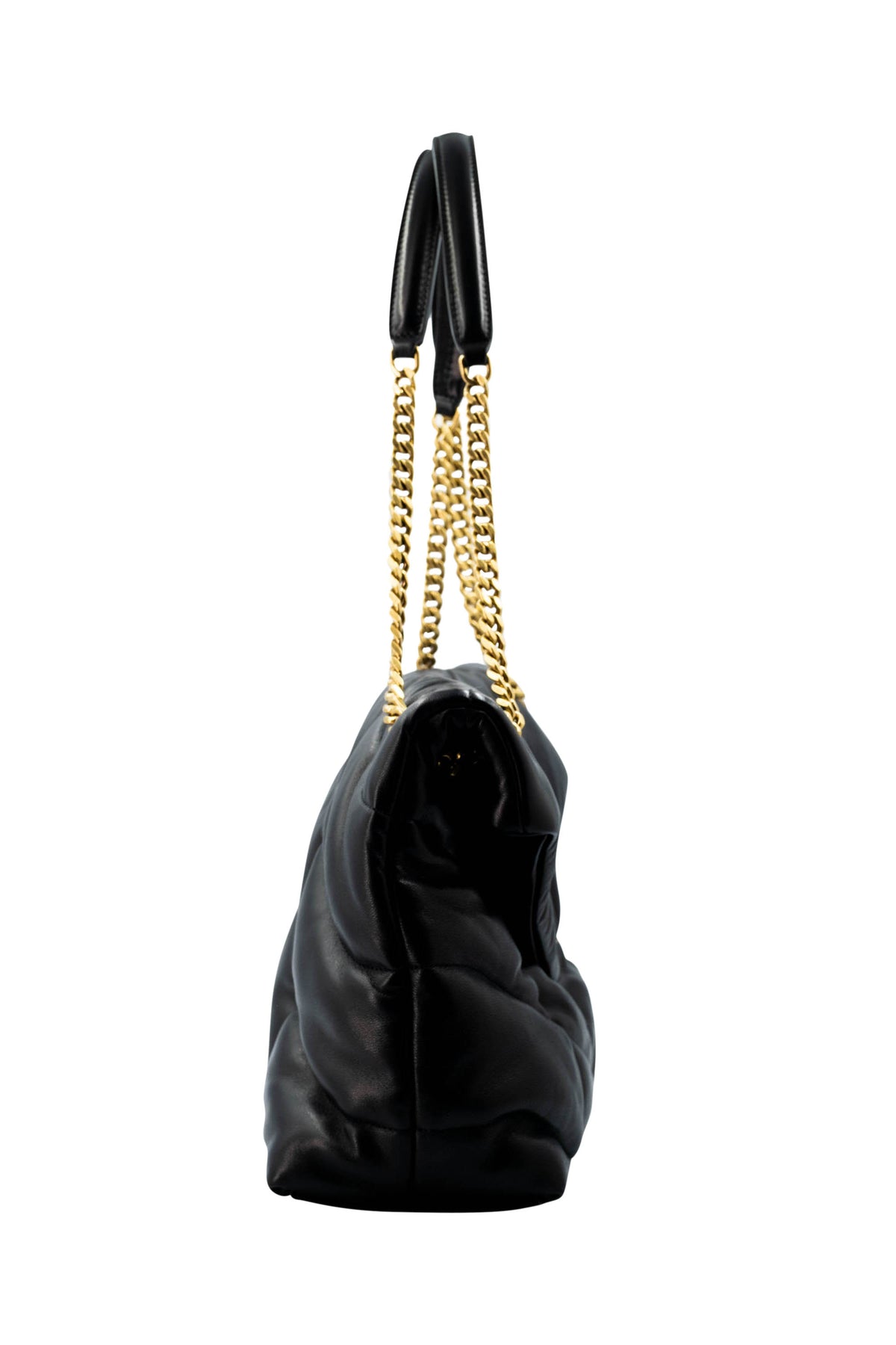 Saint Laurent Size Medium Black GHW Quilted Leather Puffer Lou Lou Purse