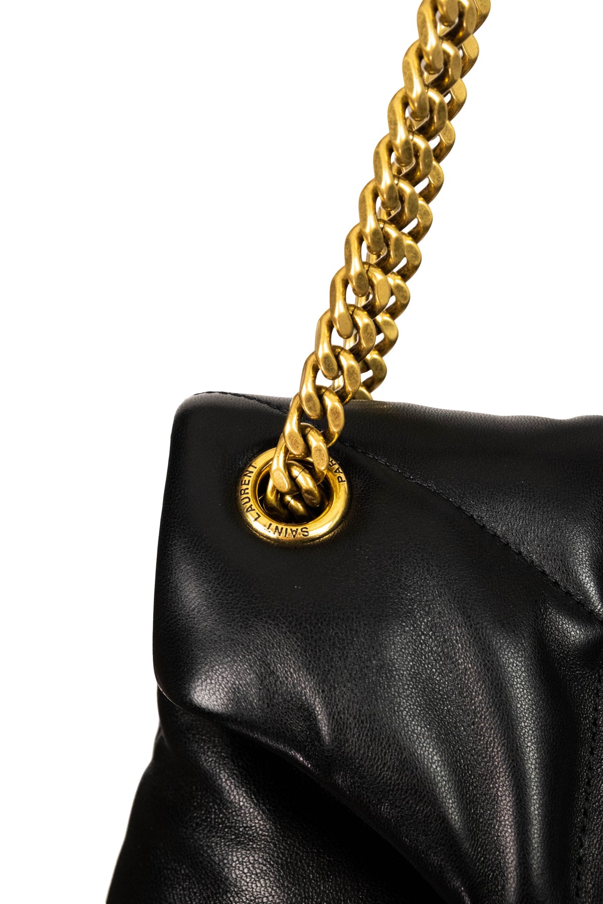 Saint Laurent Size Medium Black GHW Quilted Leather Puffer Lou Lou Purse