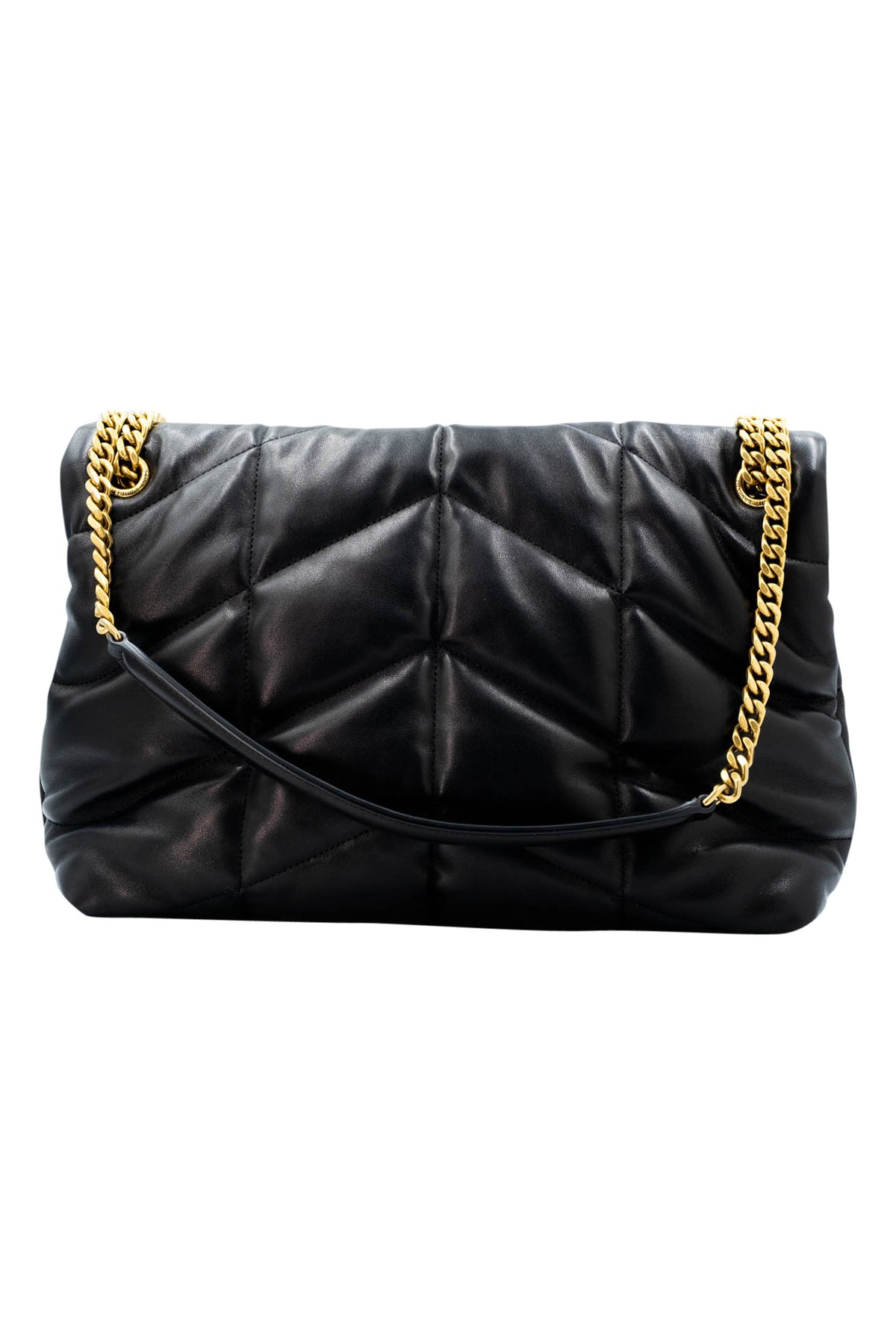 Saint Laurent Size Medium Black GHW Quilted Leather Puffer Lou Lou Purse
