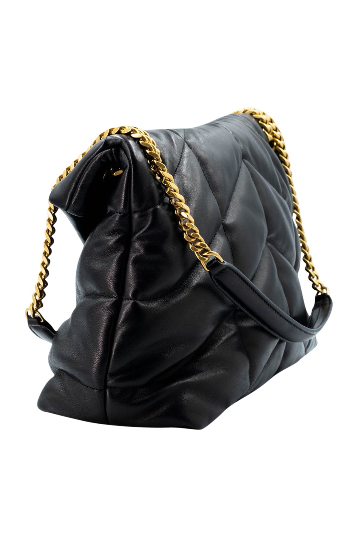 Saint Laurent Size Medium Black GHW Quilted Leather Puffer Lou Lou Purse