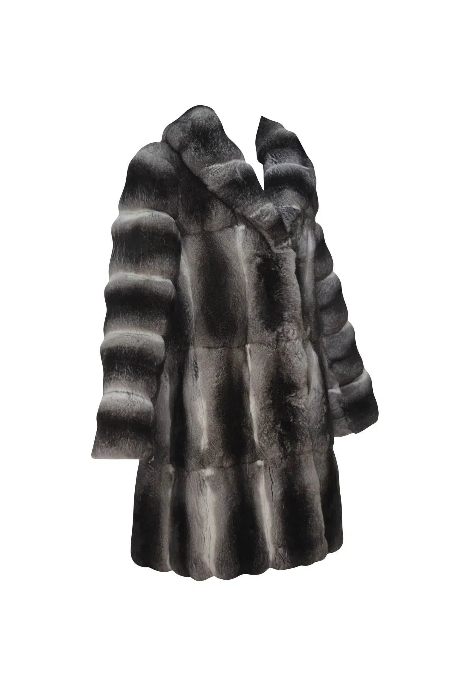 Saks 5th Ave Size 26 Grey Chinchilla Knee Length Coat - Foxy Couture Carmel