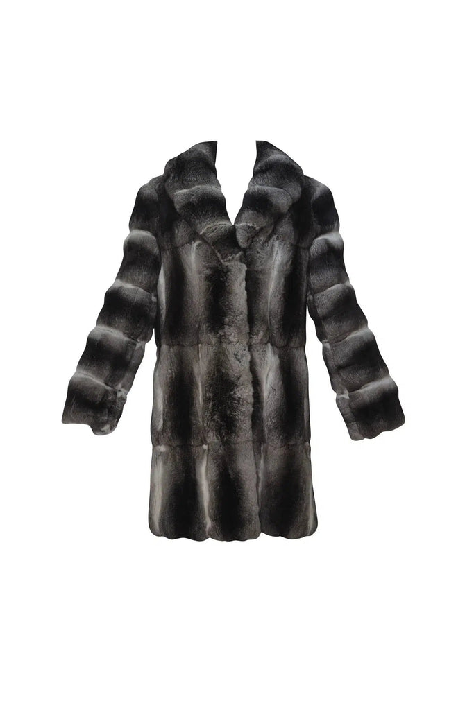 Saks 5th Ave Size 26 Grey Chinchilla Knee Length Coat - Foxy Saks 5th Ave Size 26 Grey Chinchilla Knee Length Coat - Foxy