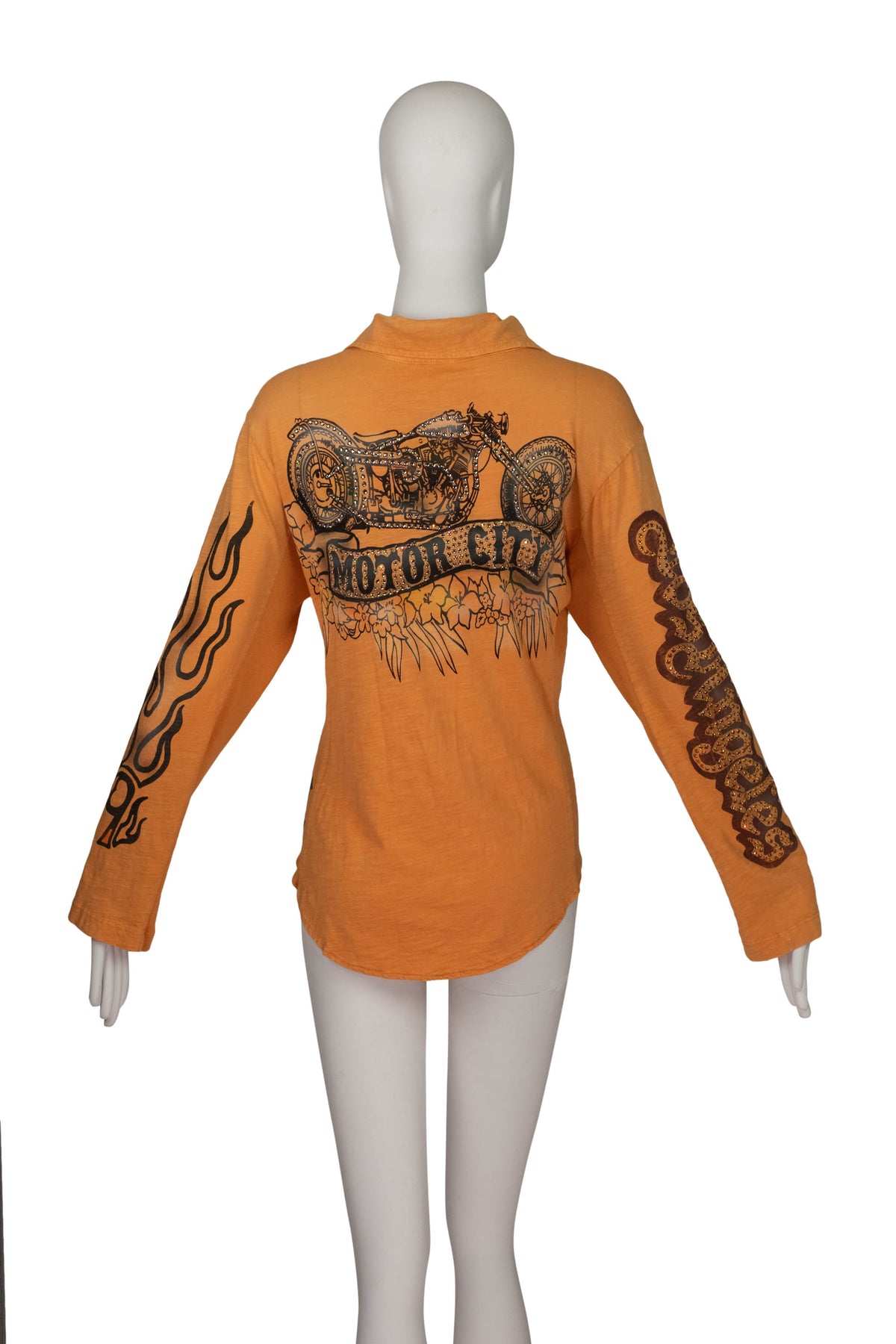 The Great China Wall Tangerine Crystal Motor City Long Sleeve Top Size Small