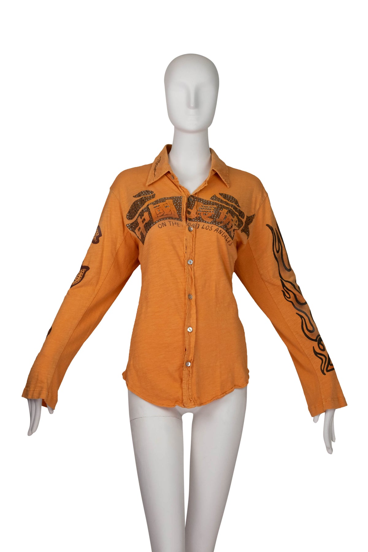 The Great China Wall Tangerine Crystal Motor City Long Sleeve Top Size Small