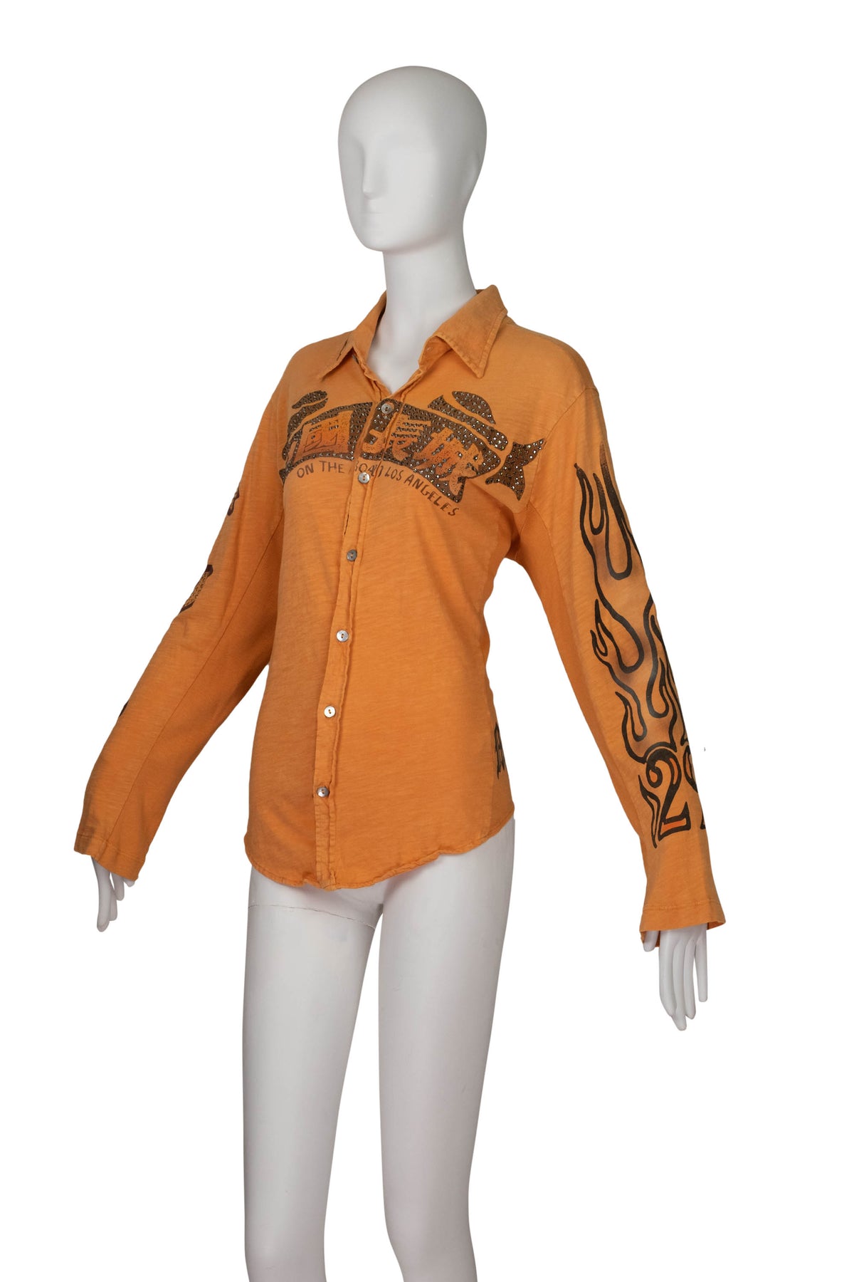 The Great China Wall Tangerine Crystal Motor City Long Sleeve Top Size Small