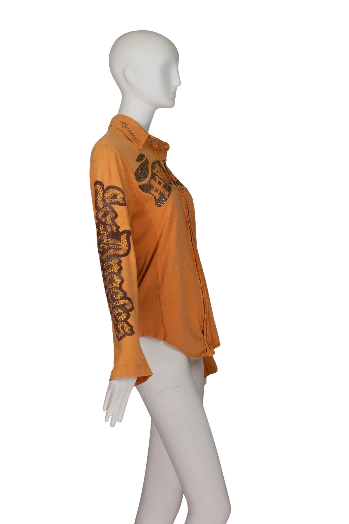 The Great China Wall Tangerine Crystal Motor City Long Sleeve Top Size Small