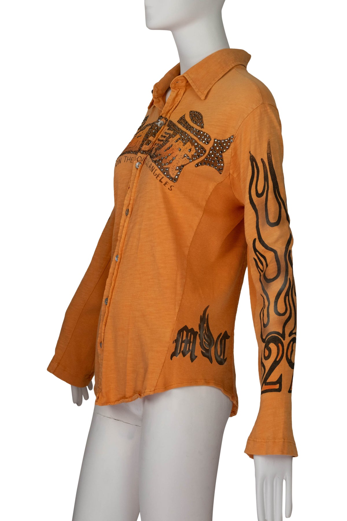 The Great China Wall Tangerine Crystal Motor City Long Sleeve Top Size Small