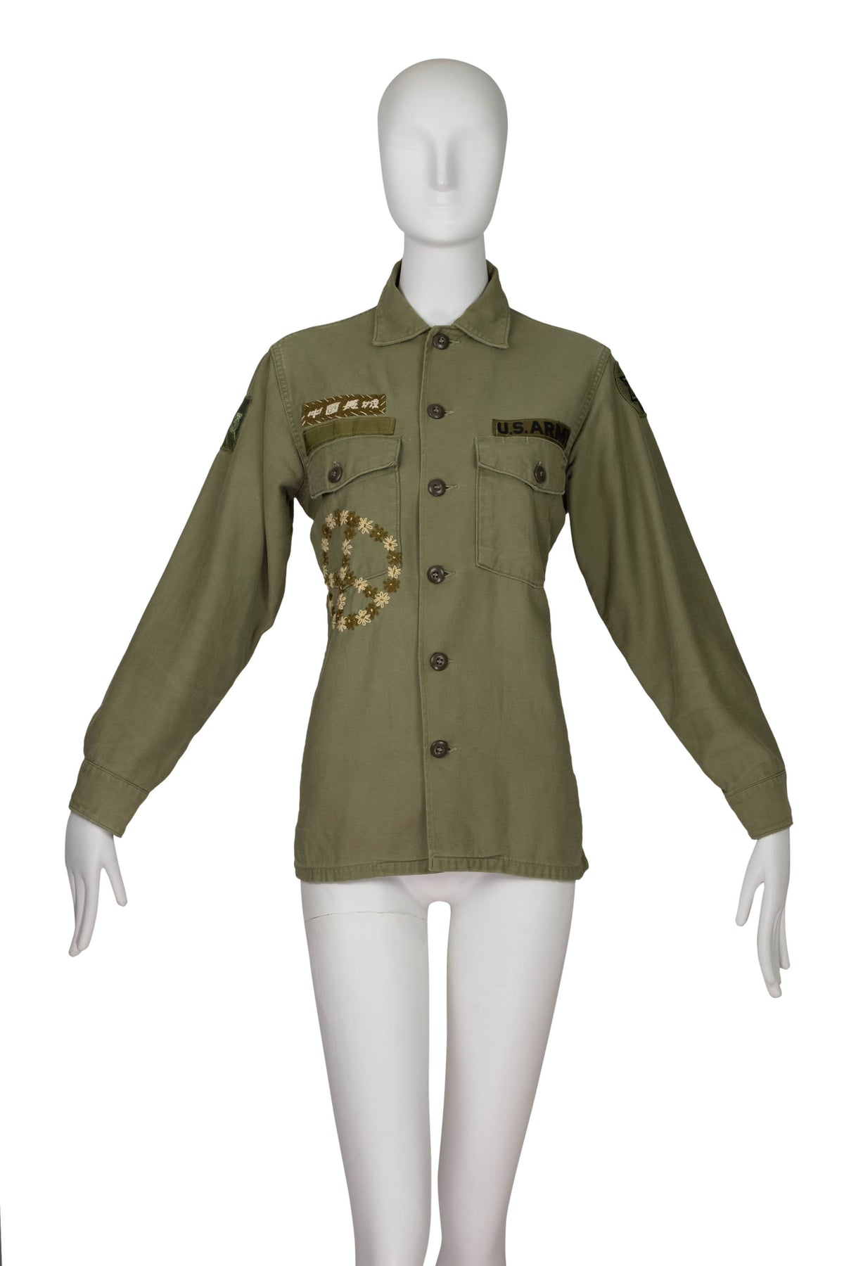 The Great China Wall Green Peace Embroidered Long Sleeve Top Size S/M