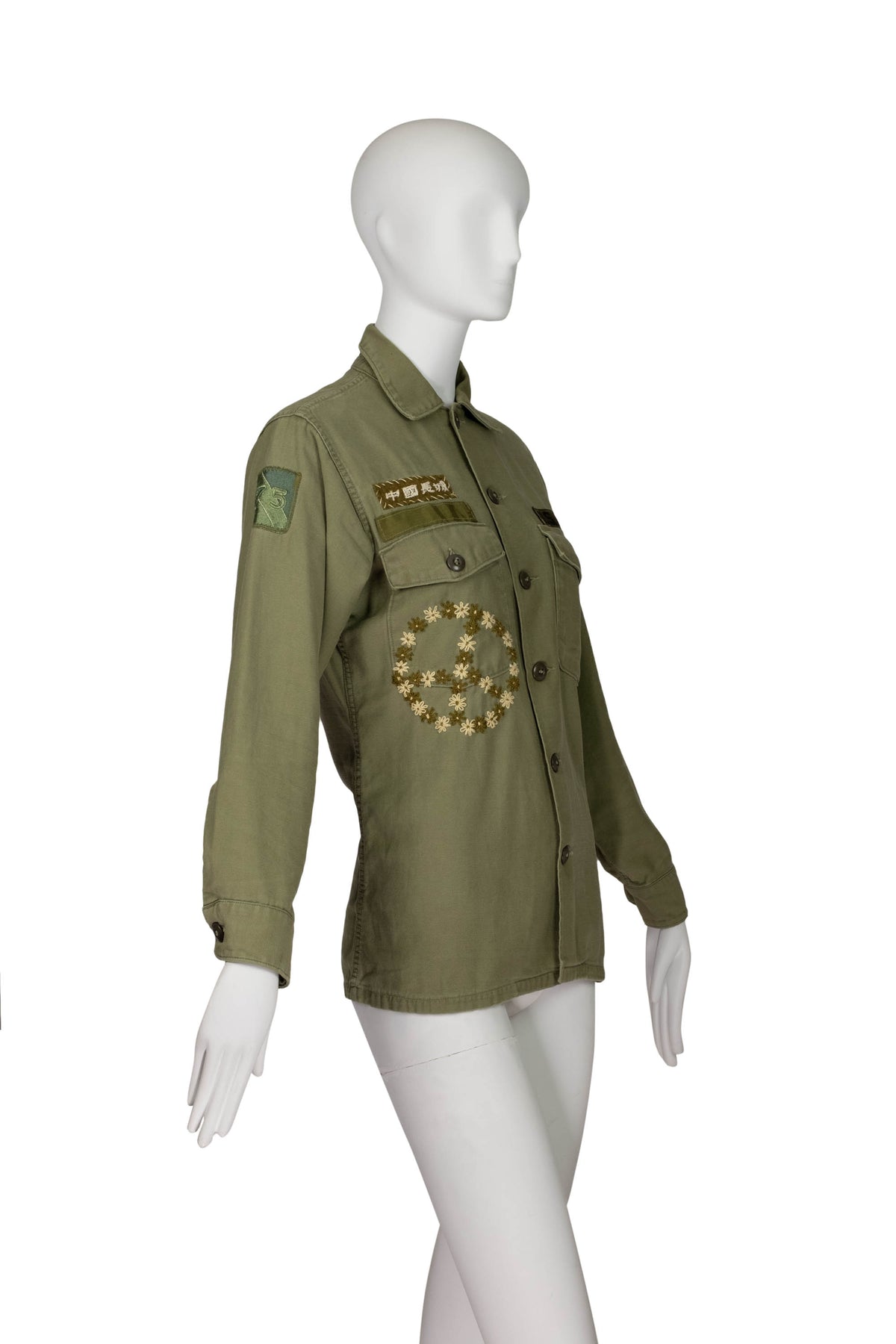The Great China Wall Green Peace Embroidered Long Sleeve Top Size S/M