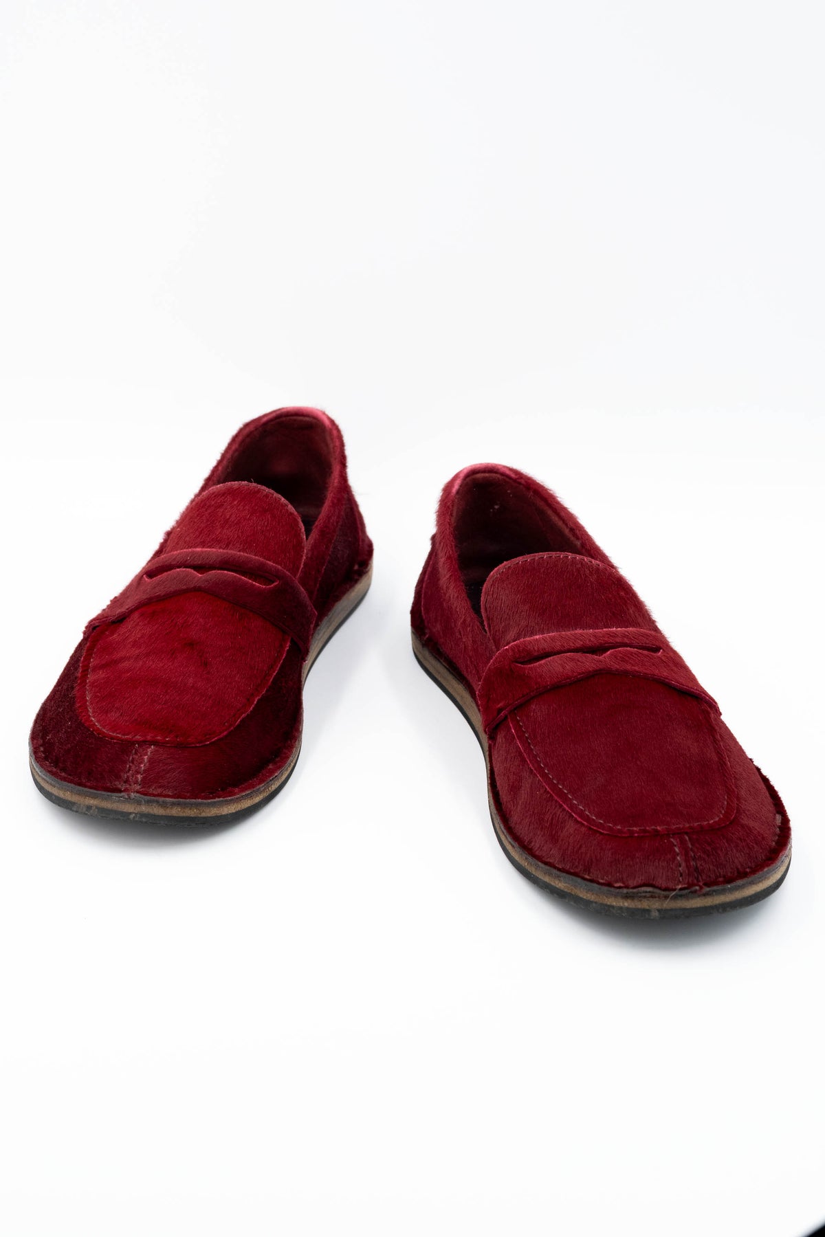 The Row Burgundy Cary Pony Hair Loafers Size 37.5