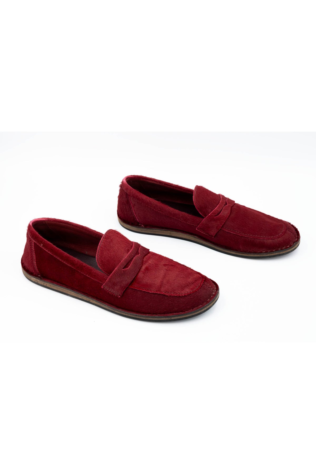 The Row Burgundy Cary Pony Hair Loafers Size 37.5
