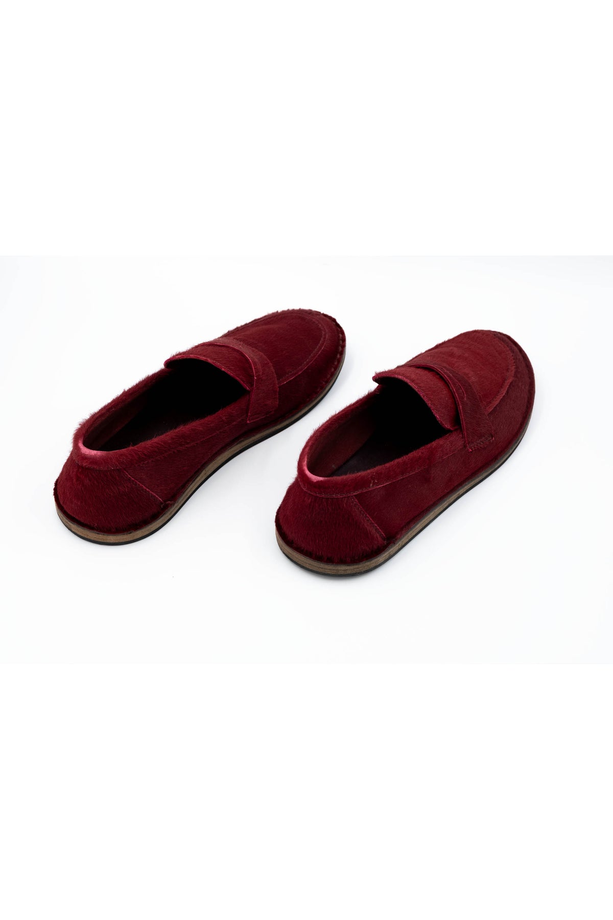 The Row Burgundy Cary Pony Hair Loafers Size 37.5