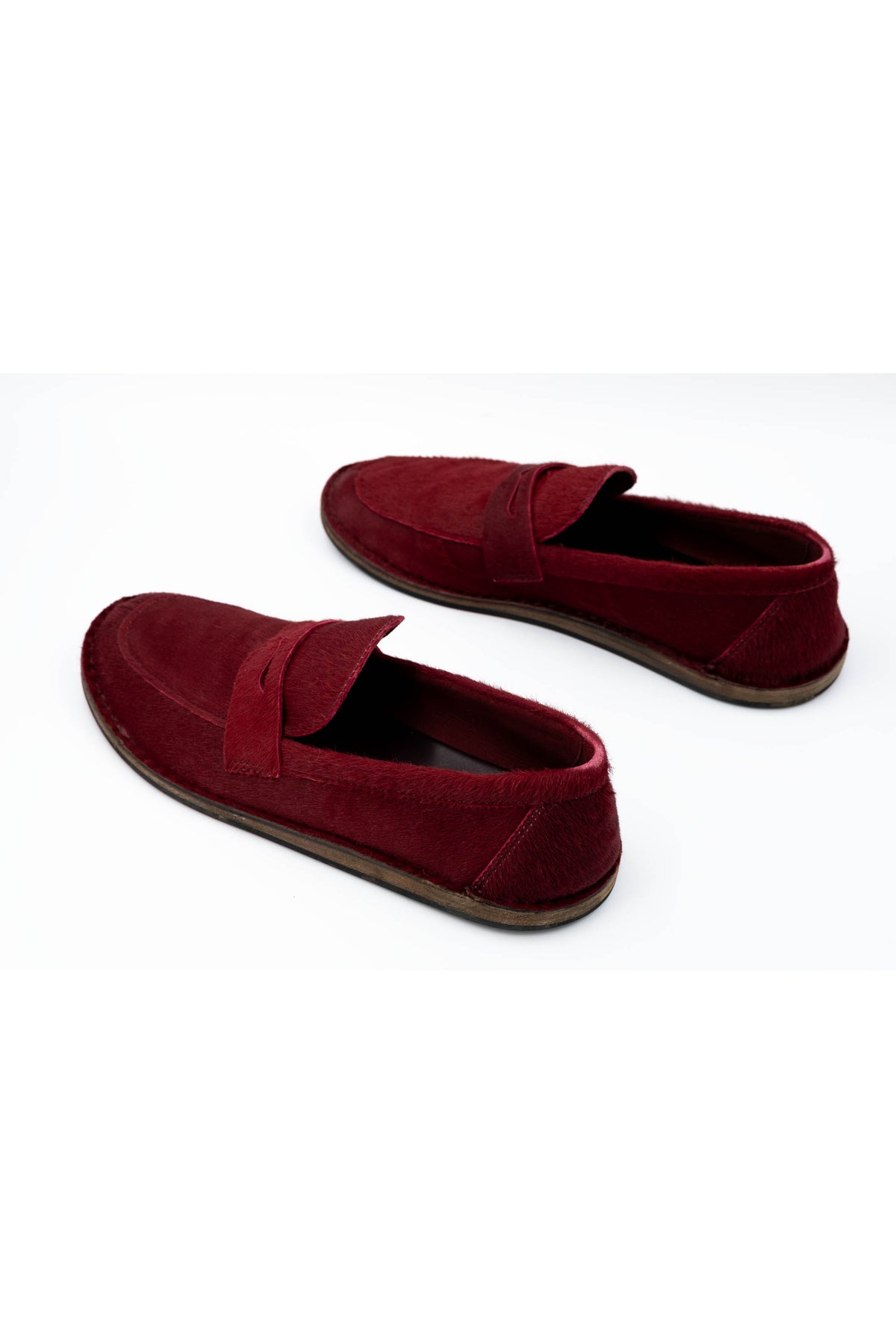 The Row Burgundy Cary Pony Hair Loafers Size 37.5