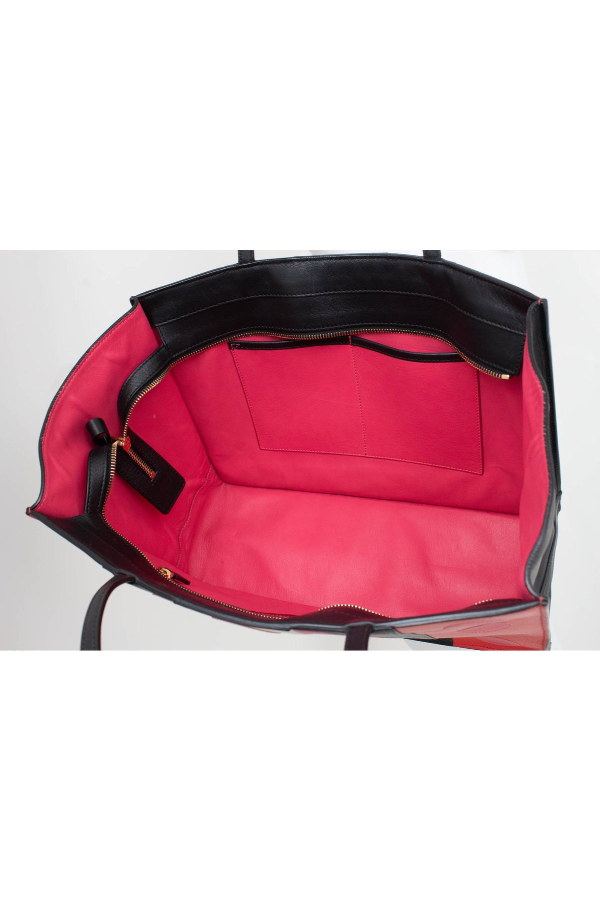 Valentino Pink and Red Black Scallop Edge Tote