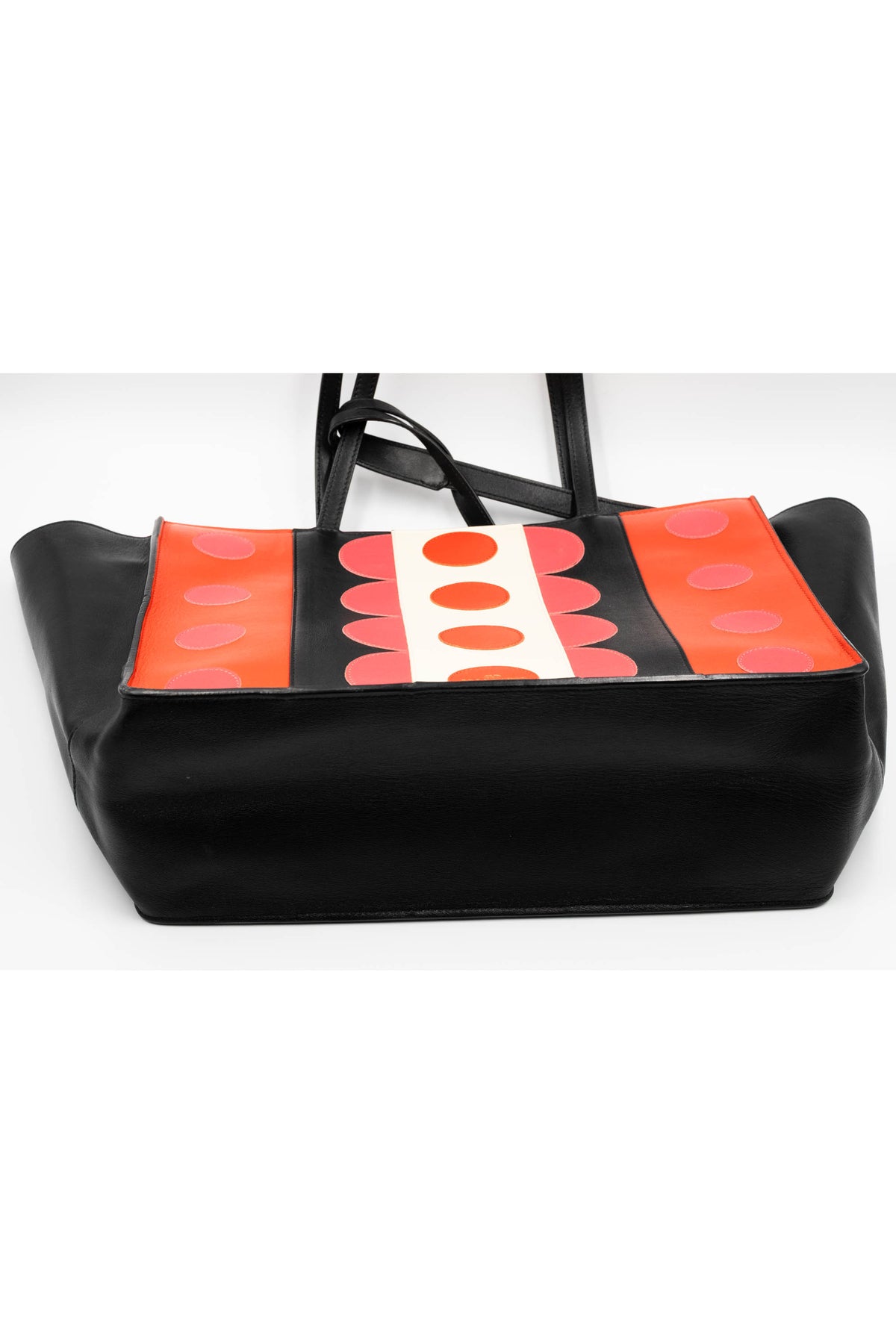 Valentino Pink and Red Black Scallop Edge Tote