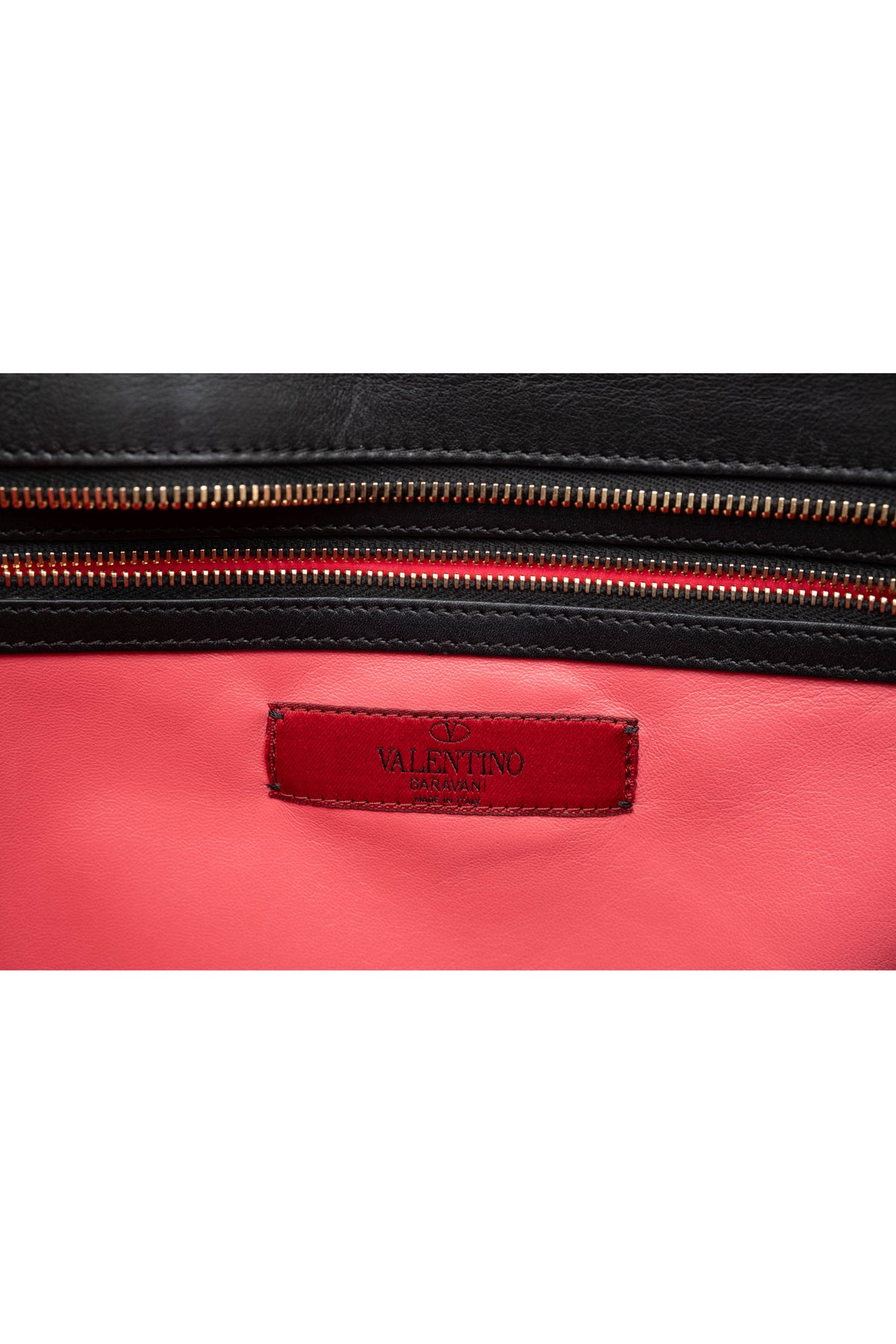 Valentino Pink and Red Black Scallop Edge Tote