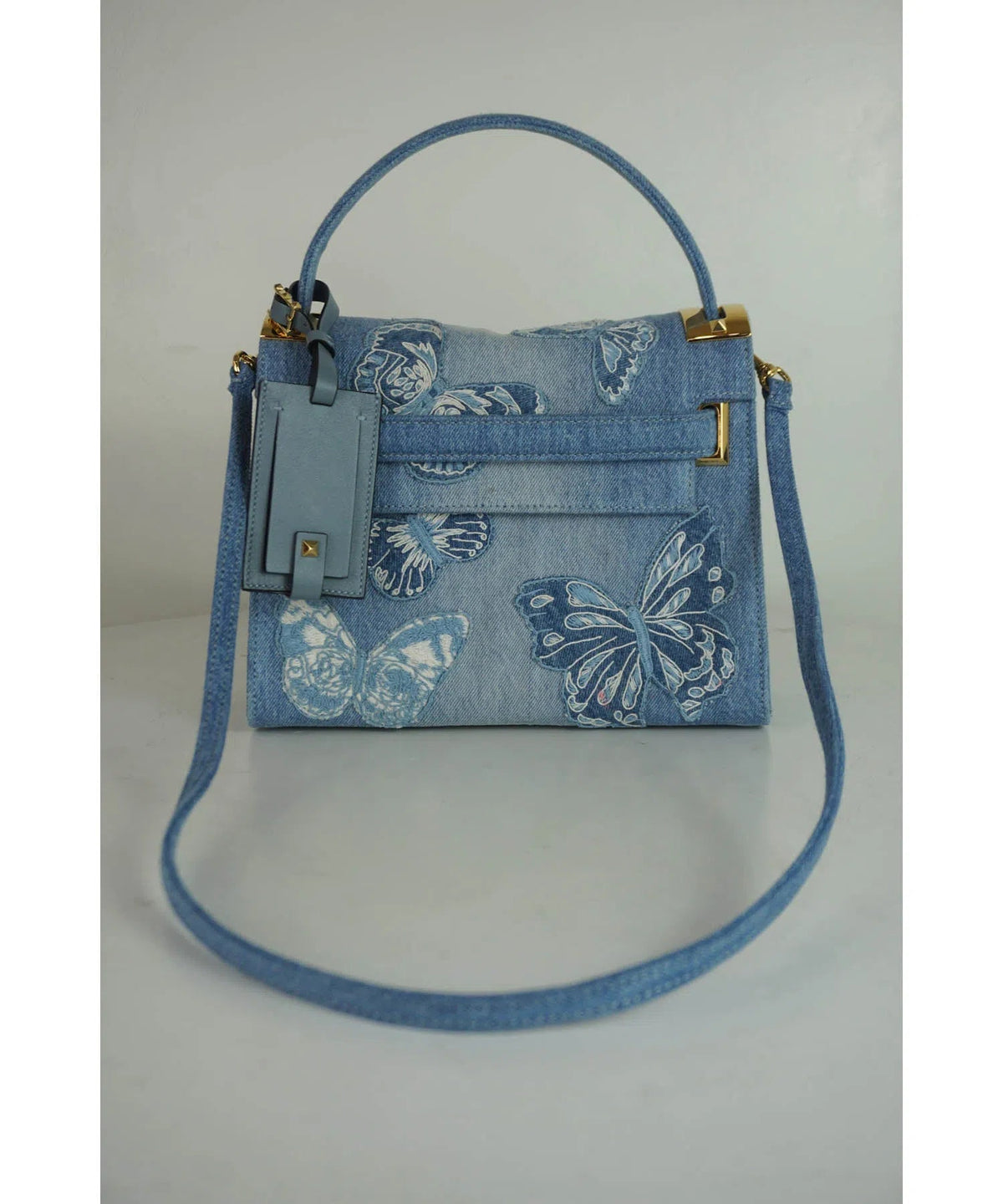 Valentino Denim Butterfly Top Handle Purse