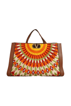Valentino Embroidered V Logo Tote Purse - Foxy Couture Carmel