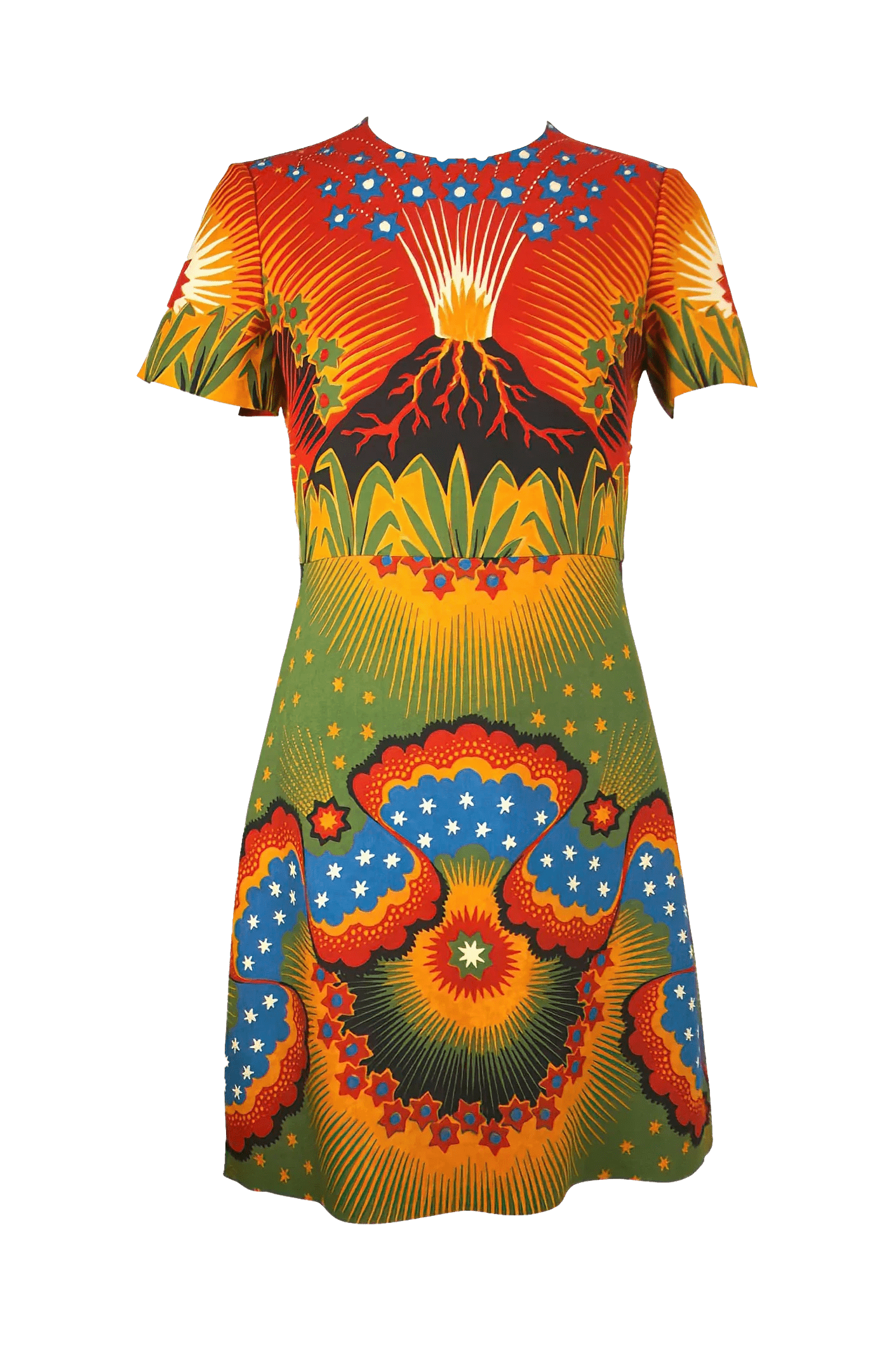 Valentino Enchanted Wonderland Volcano Multi-Print Runway Dress