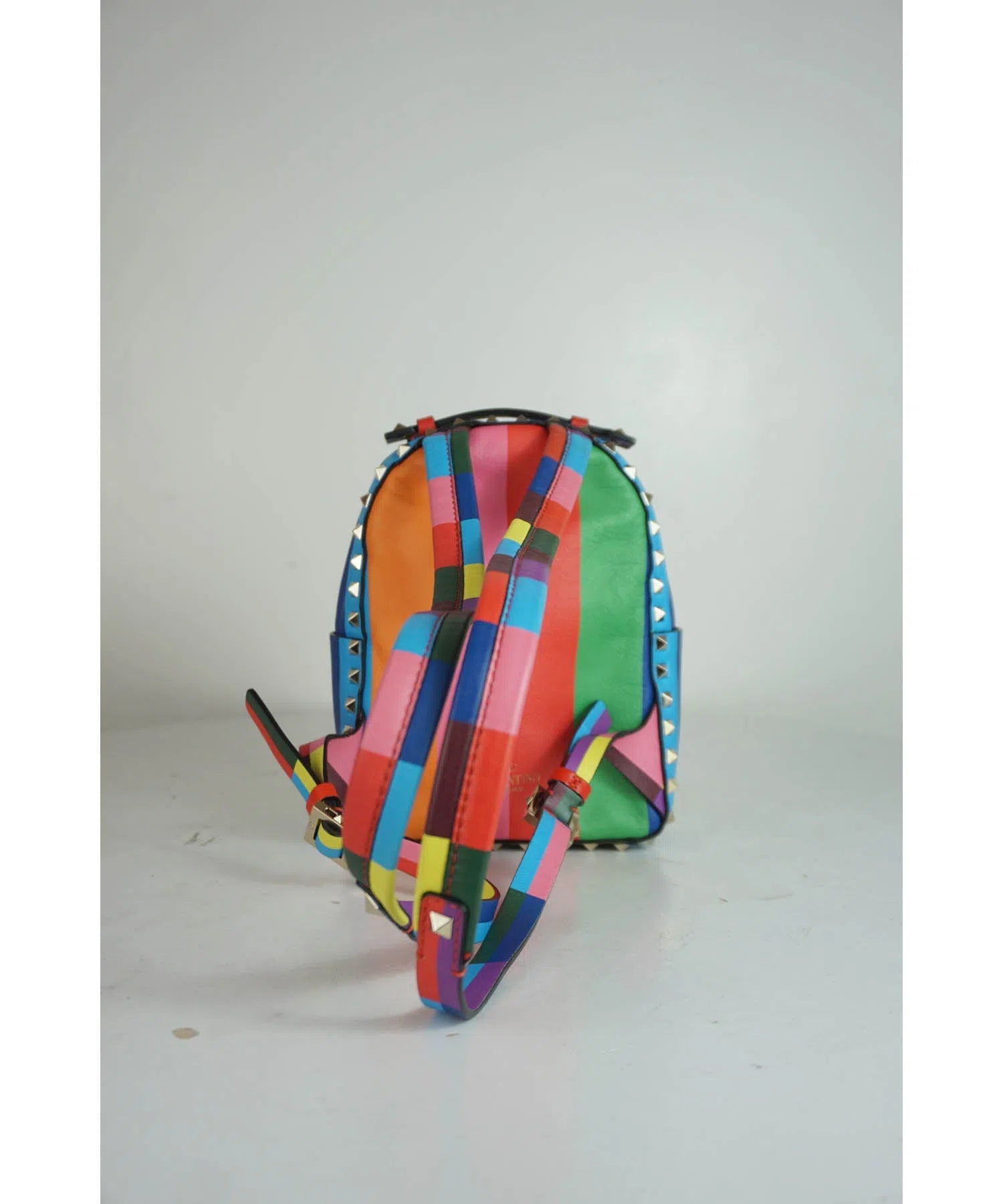 Valentino Mini Rainbow Rockstud Backpack 2015 - Foxy Couture Carmel
