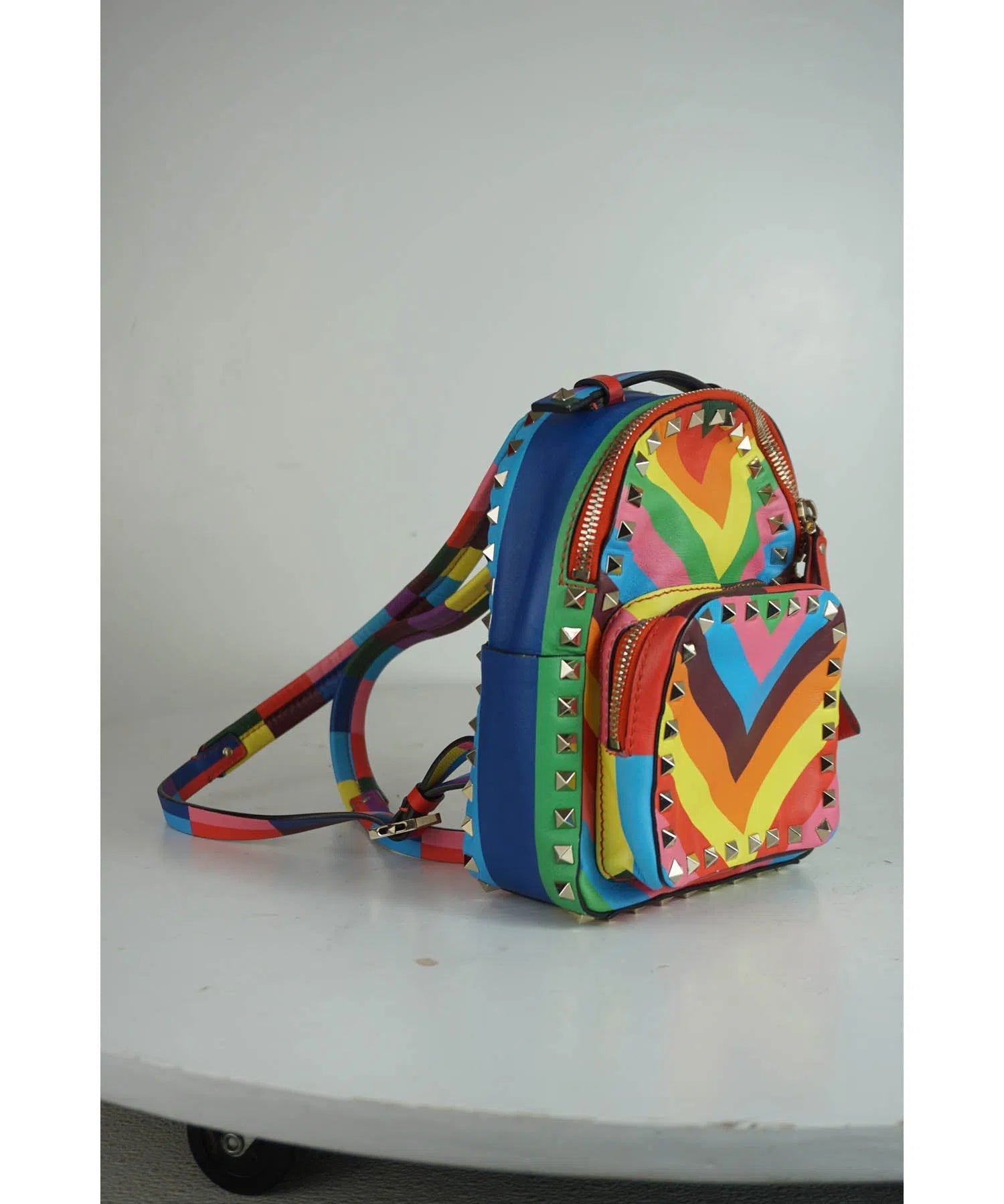 Valentino Mini Rainbow Rockstud Backpack 2015 - Foxy Couture Carmel