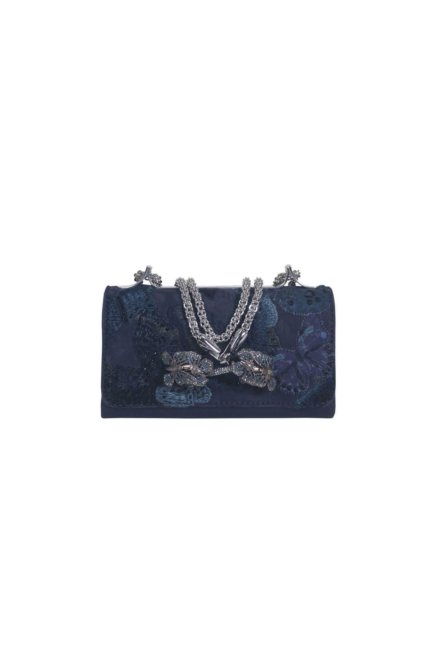 Valentino Navy Embellished Butterfly Knuckle Bag - Foxy Couture Carmel