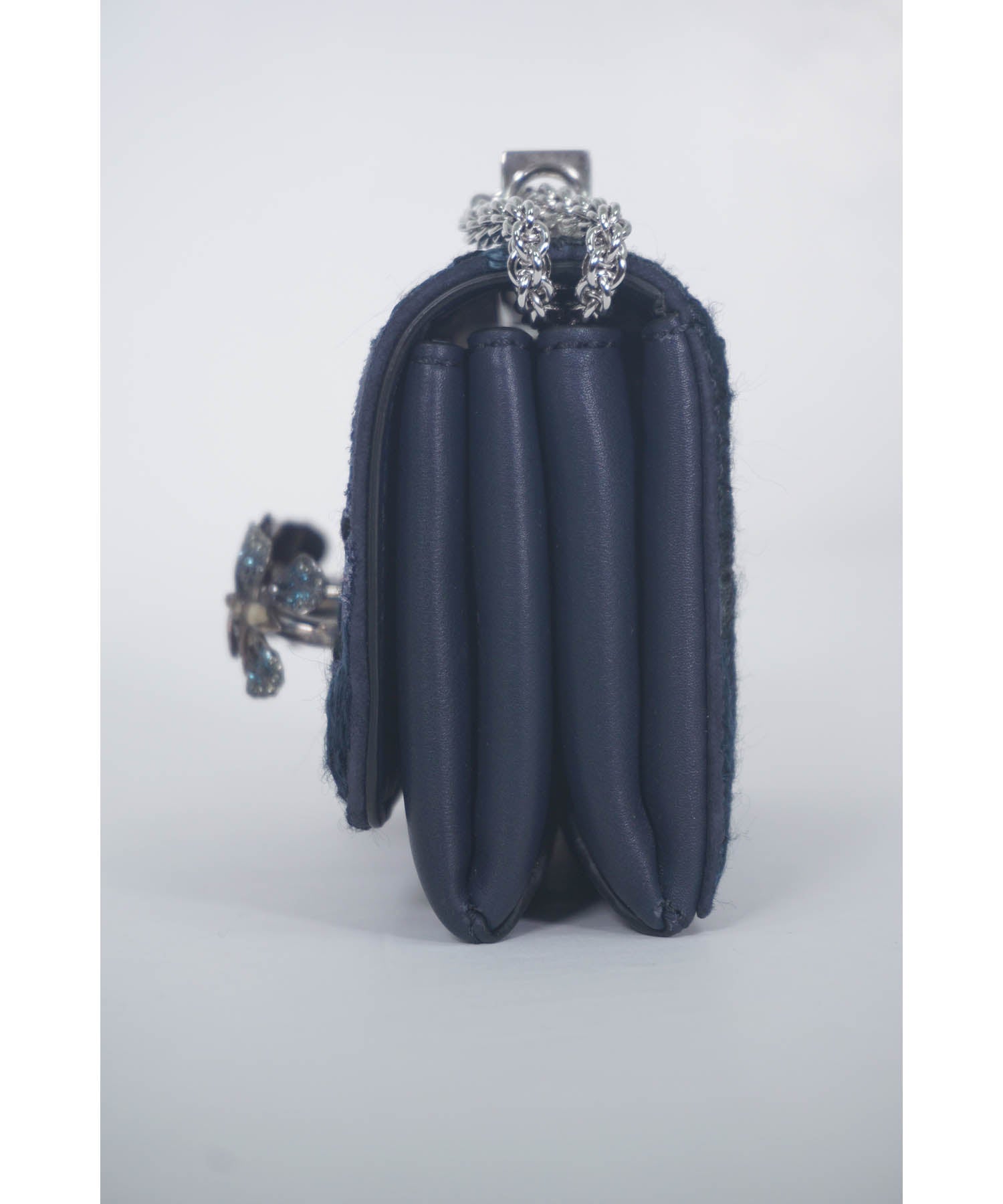 Valentino Navy Embellished Butterfly Knuckle Bag