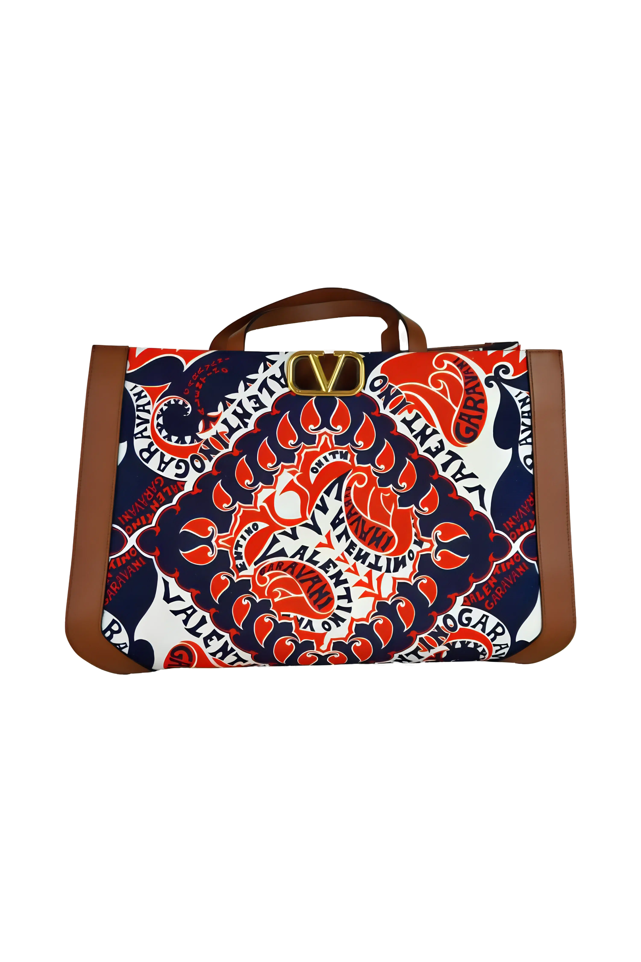 Valentino Print V-Logo Tote Bag - Foxy Couture Carmel