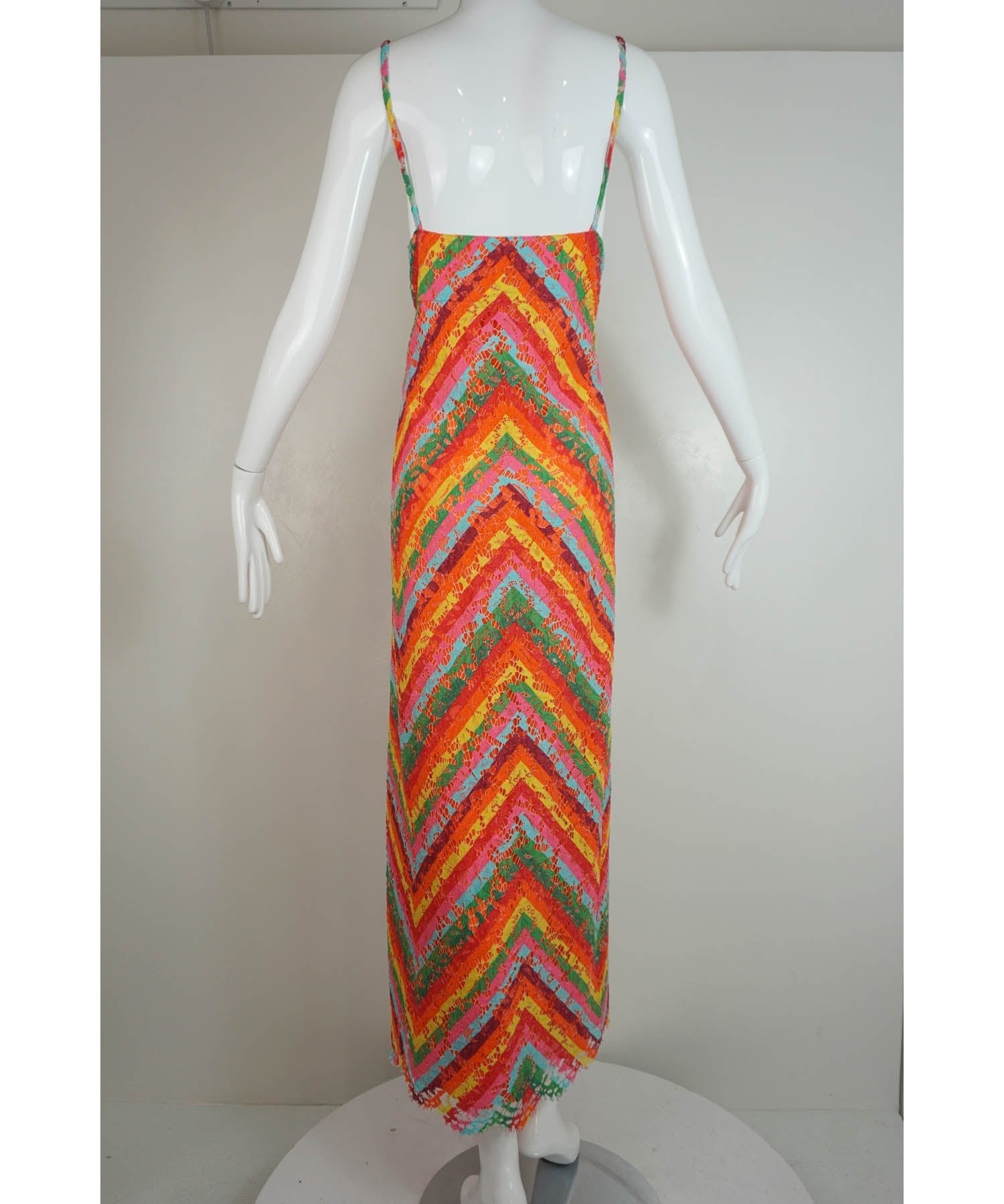 Valentino Rainbow Lace Maxi Dress 48/12 - Foxy Couture Carmel