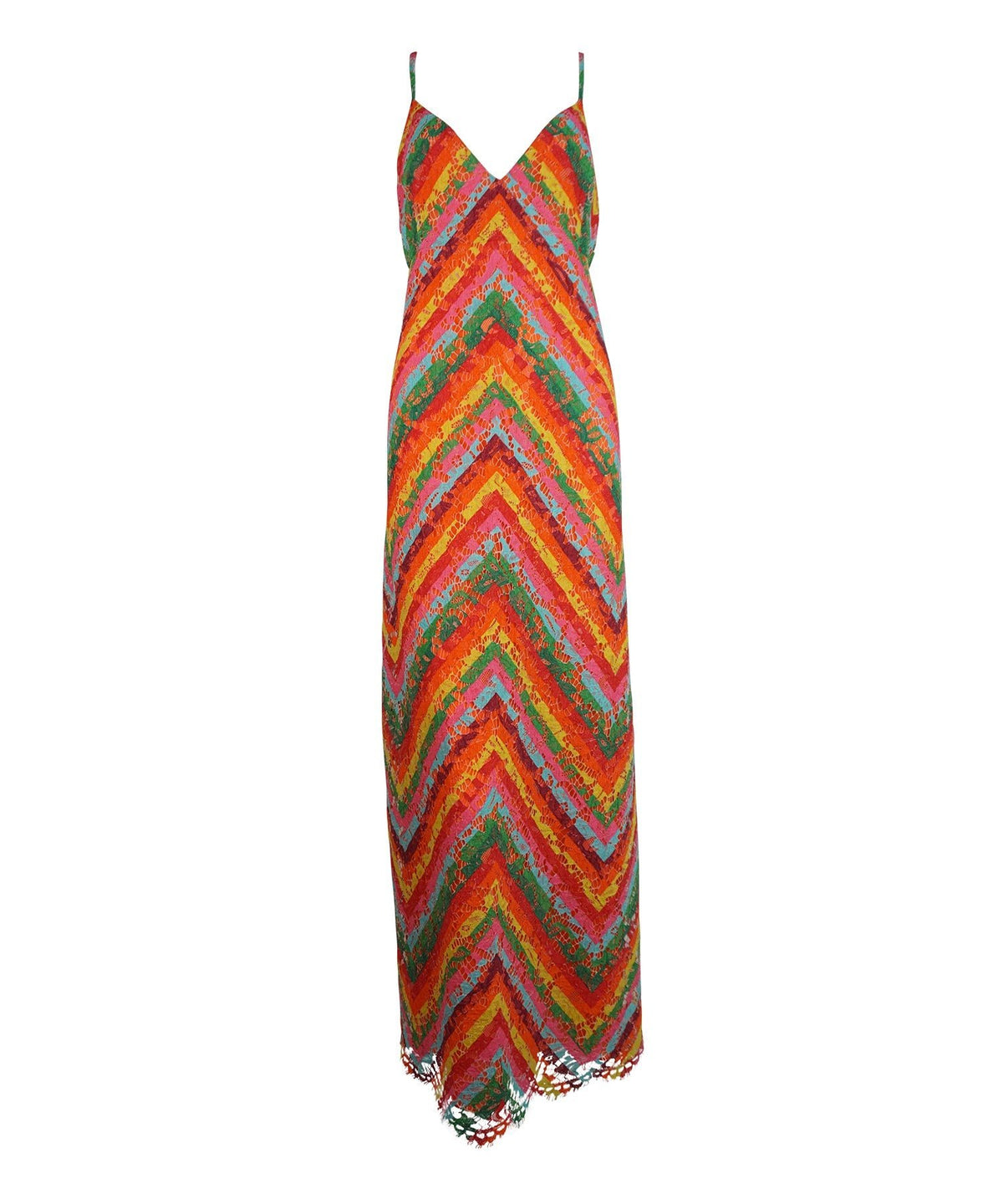 Valentino Rainbow Lace Maxi Dress 48/12