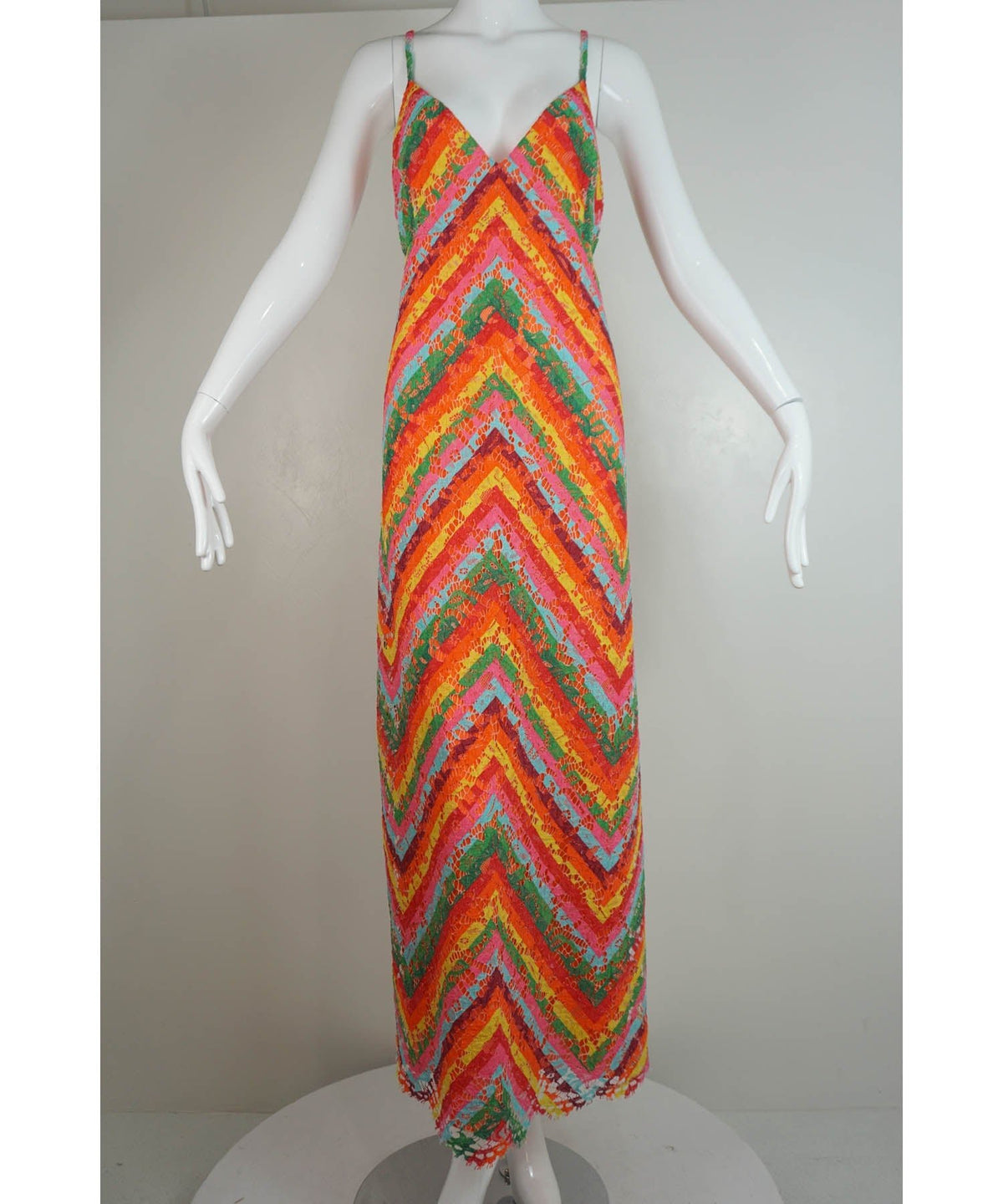 Valentino Rainbow Lace Maxi Dress 48/12