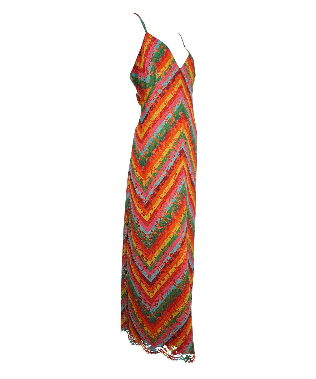 Valentino Rainbow Lace Maxi Dress 48/12