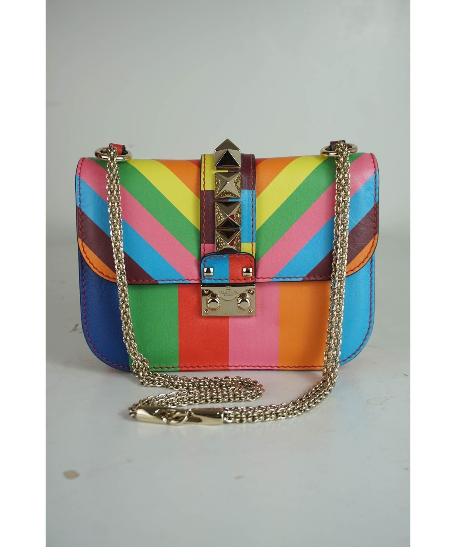 Valentino Rainbow Rockstud Glam Lock Bag 2015