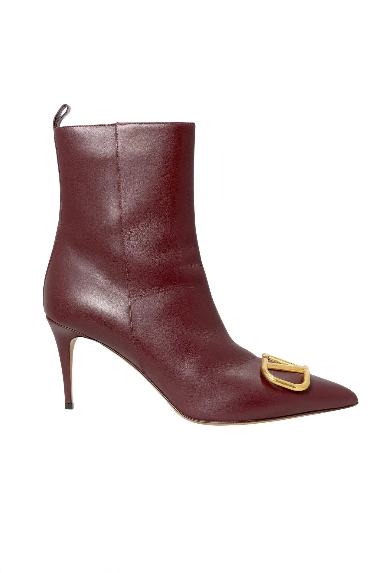 Valentino Size 39 Burgundy V Logo Stiletto Boots - Foxy Couture Carmel