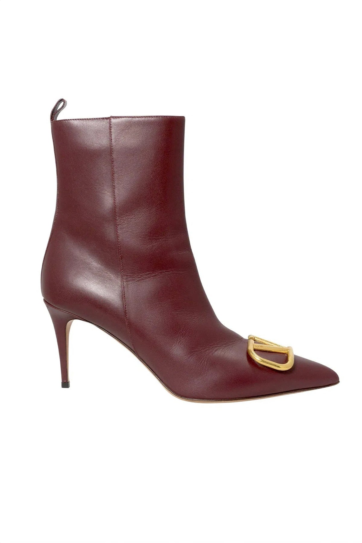 Valentino Size 39 Burgundy V Logo Stiletto Boots