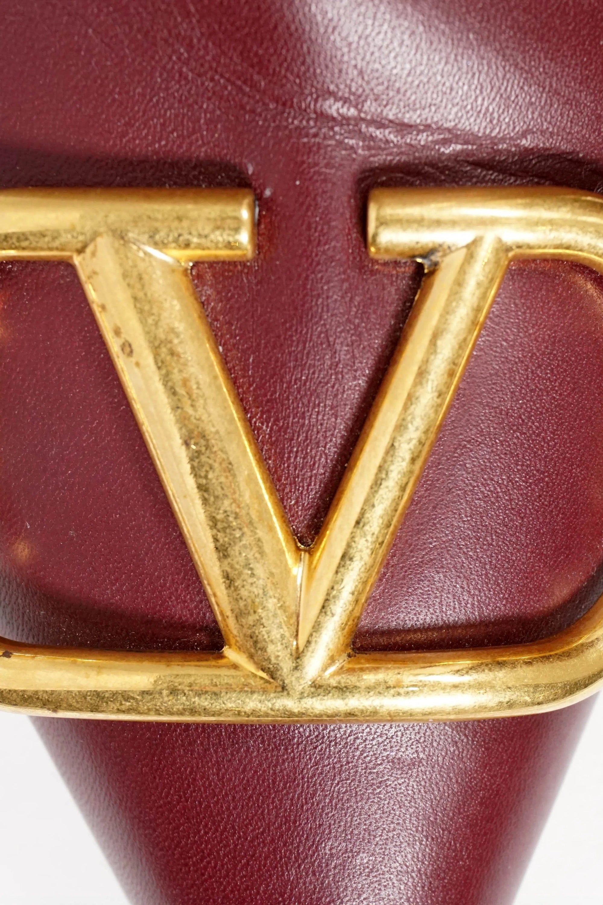 Valentino Size 39 Burgundy V Logo Stiletto Boots