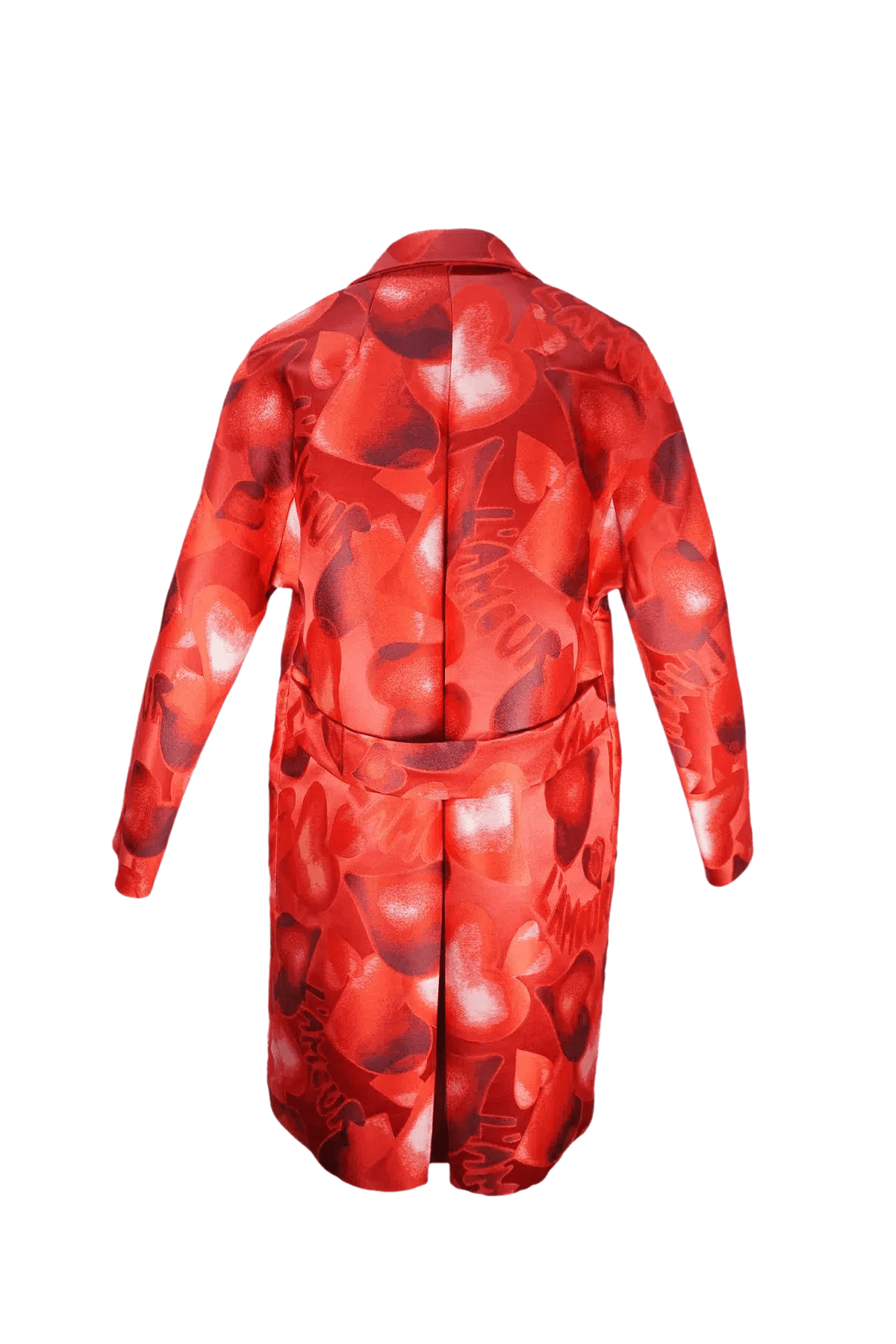 Valentino Size 42 Red L'Amour Heart Print Coat