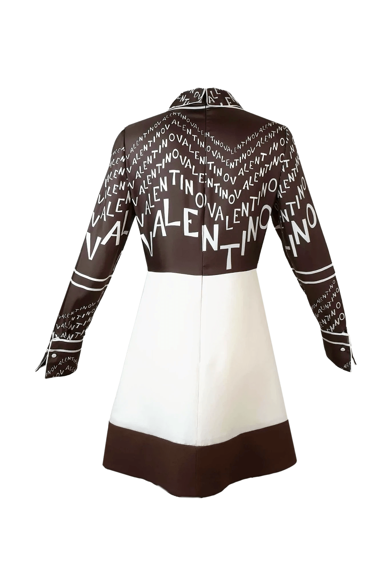 Valentino Typography Print Shirt Dress Brown and Cream