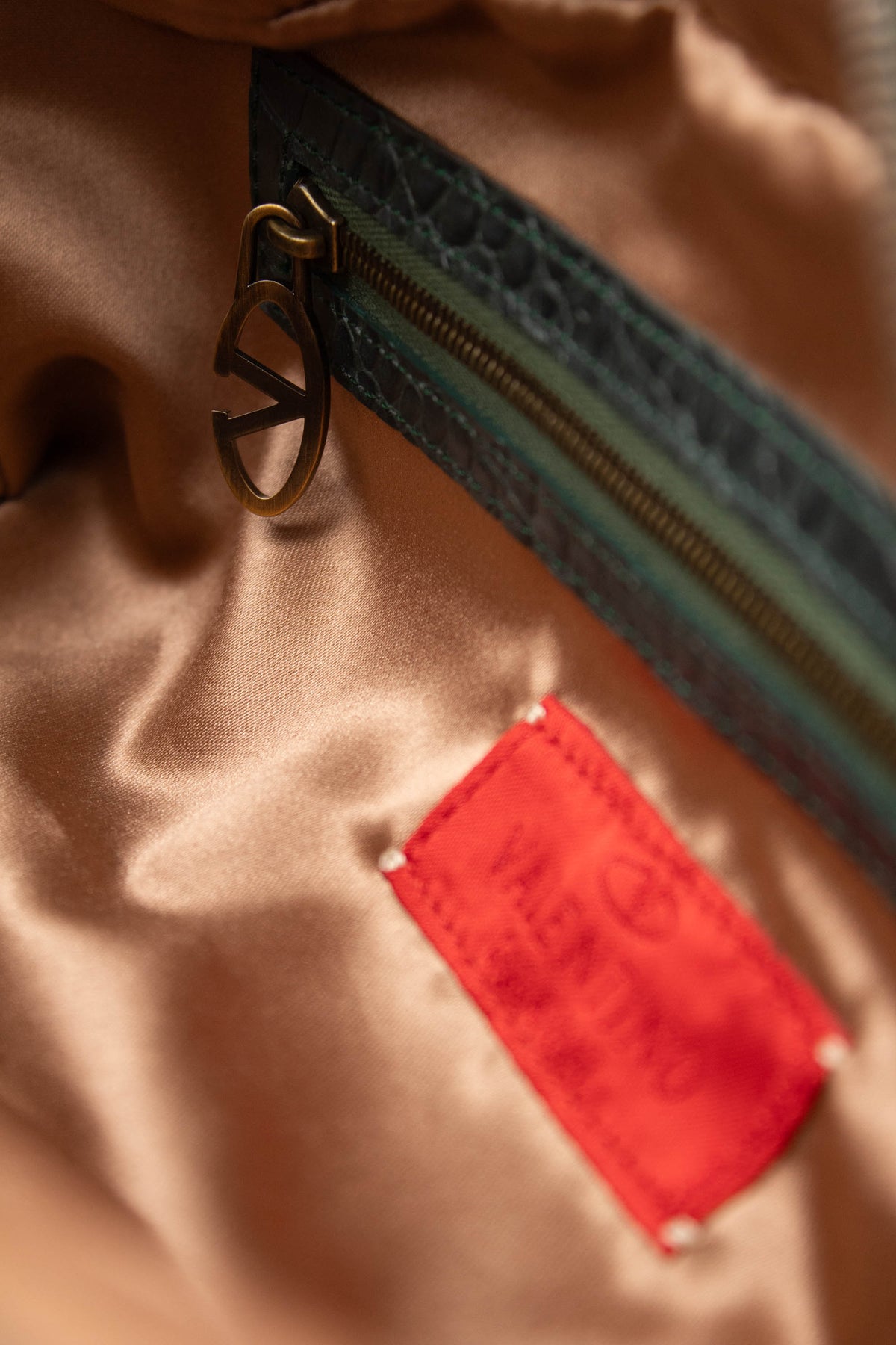 Valentino Green Leather and Velvet Purse Crystal V Logo 2009-10