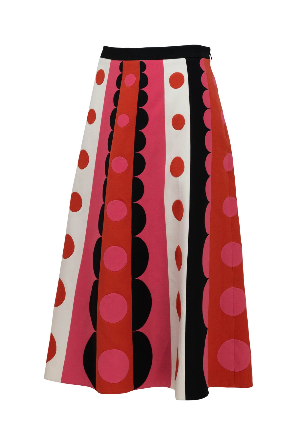 Valentino Pink and Red Scallop Edge Carmen Skirt Size 4 F/W2014