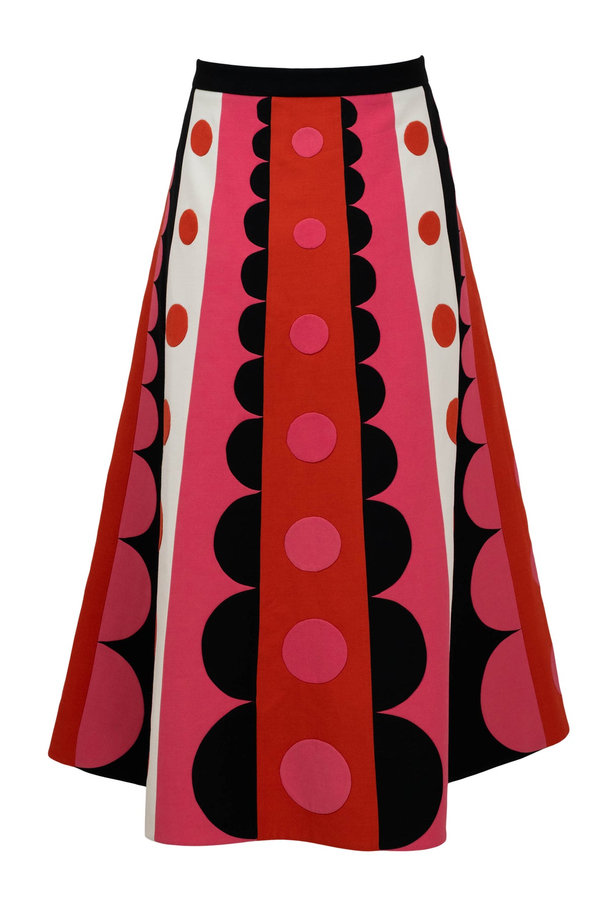 Valentino Pink and Red Scallop Edge Carmen Skirt Size 4 F/W2014