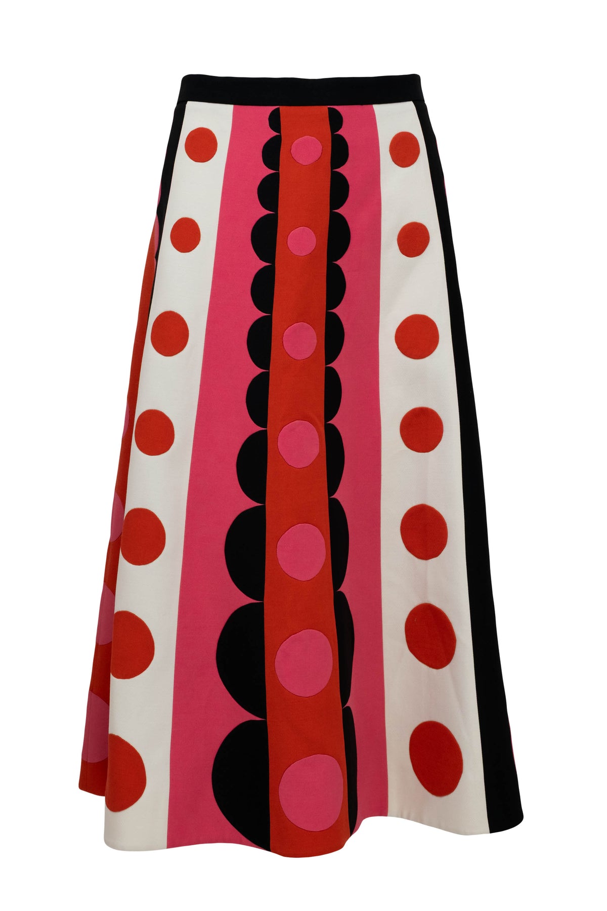 Valentino Pink and Red Scallop Edge Carmen Skirt Size 4 F/W2014