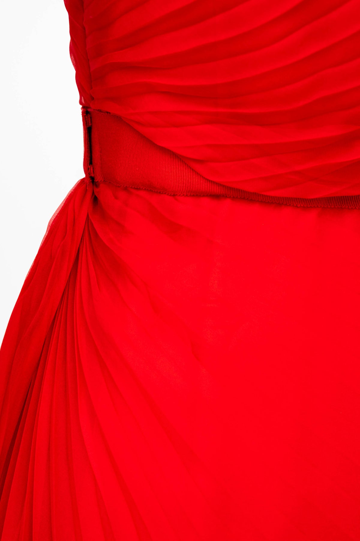 Valentino Red Chiffon Pleated Mini Dress Size 6