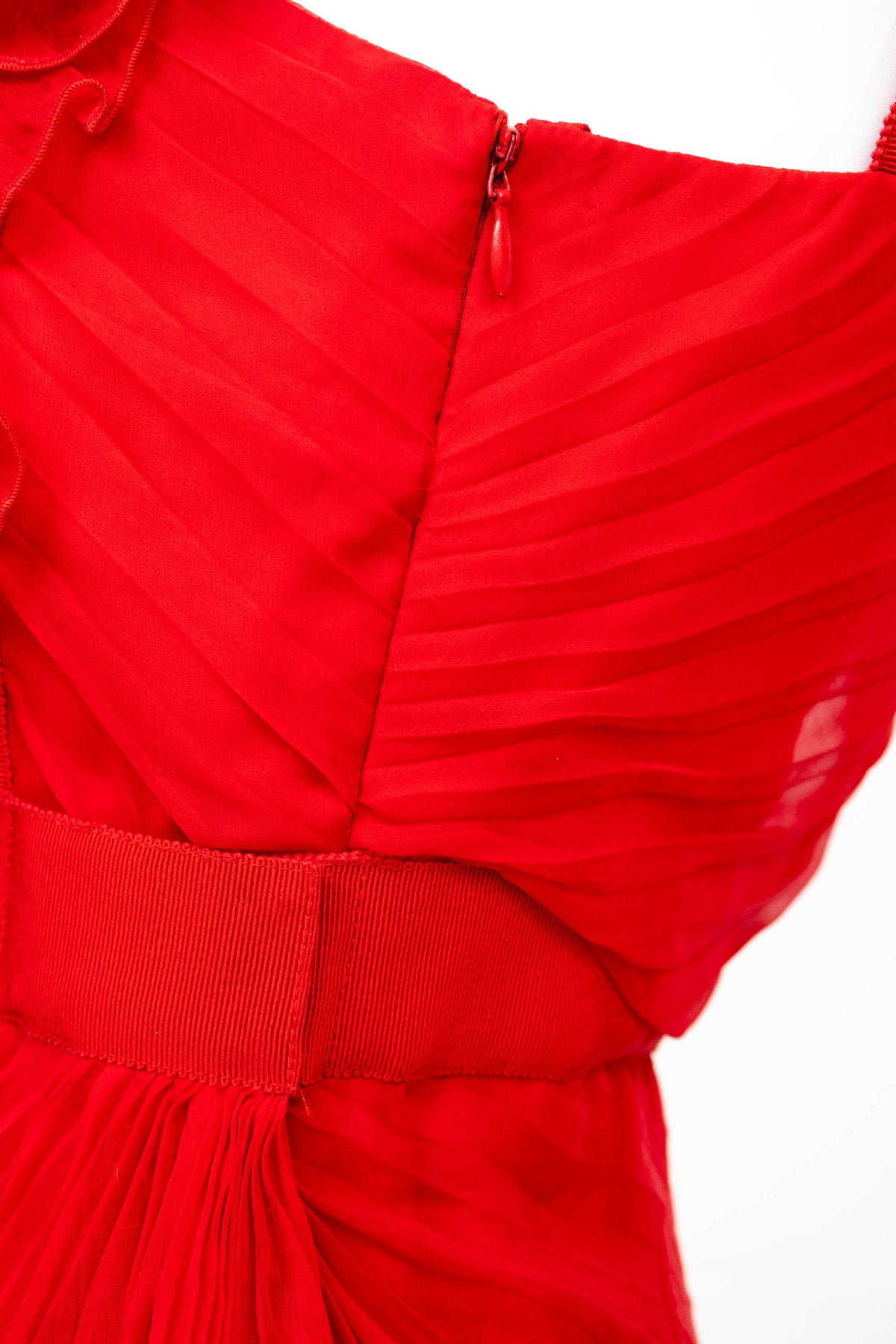 Valentino Red Chiffon Pleated Mini Dress Size 6