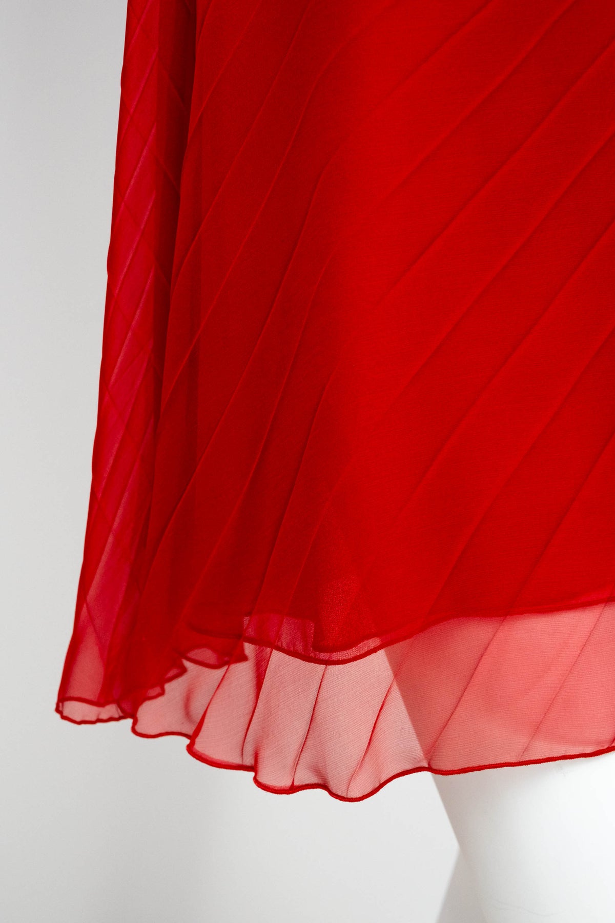 Valentino Red Chiffon Pleated Mini Dress Size 6