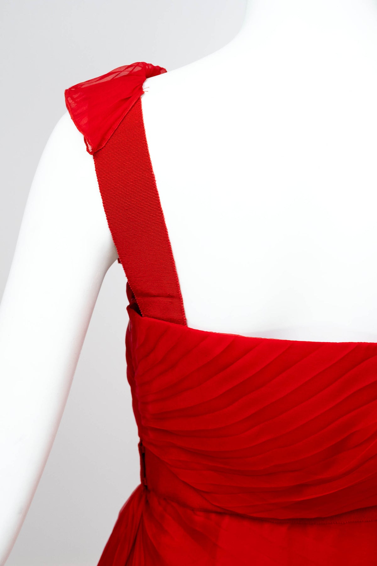 Valentino Red Chiffon Pleated Mini Dress Size 6